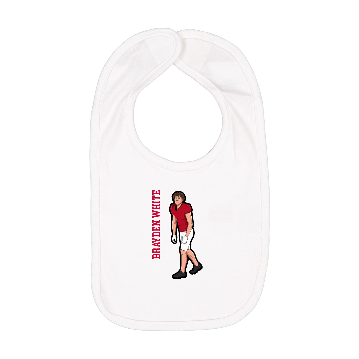 Infant Bib — Name Vertical in White