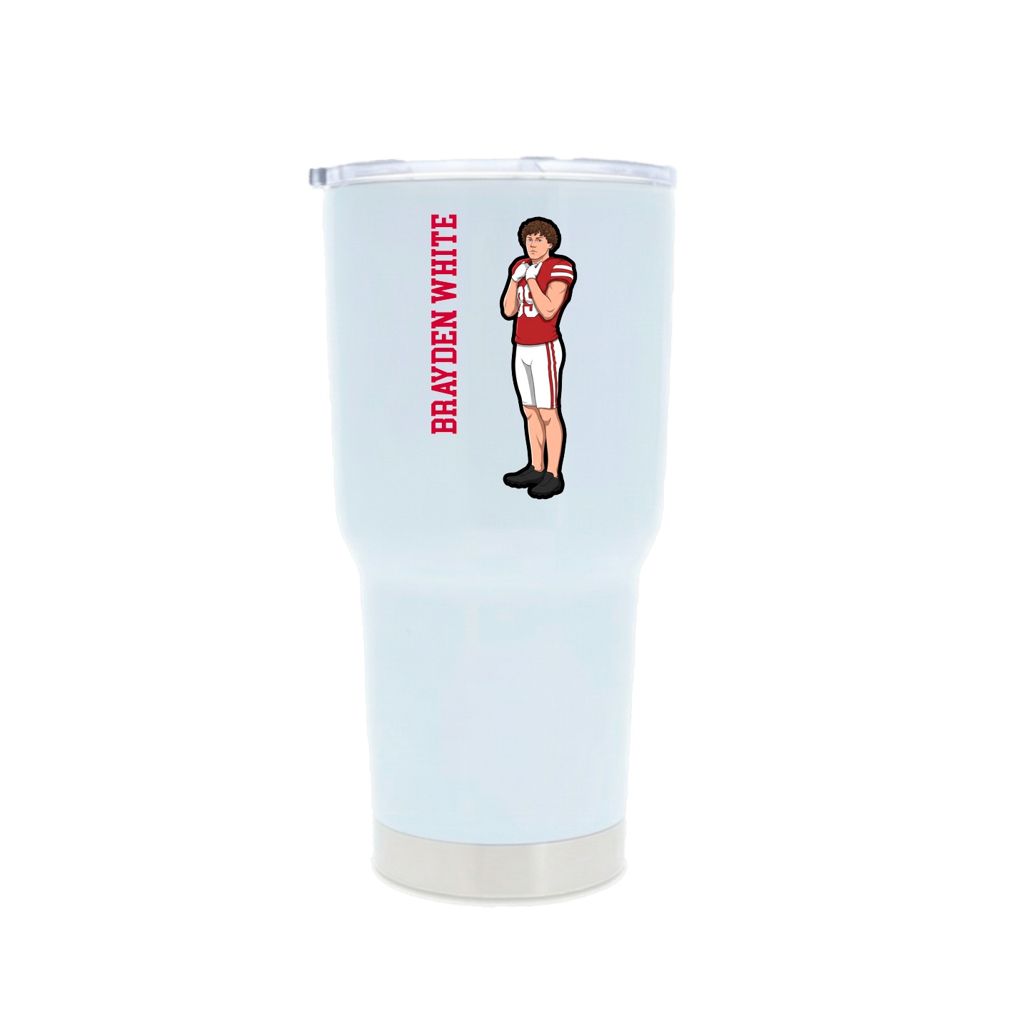 30oz Stainless Steel Tumbler — Name Vertical in White