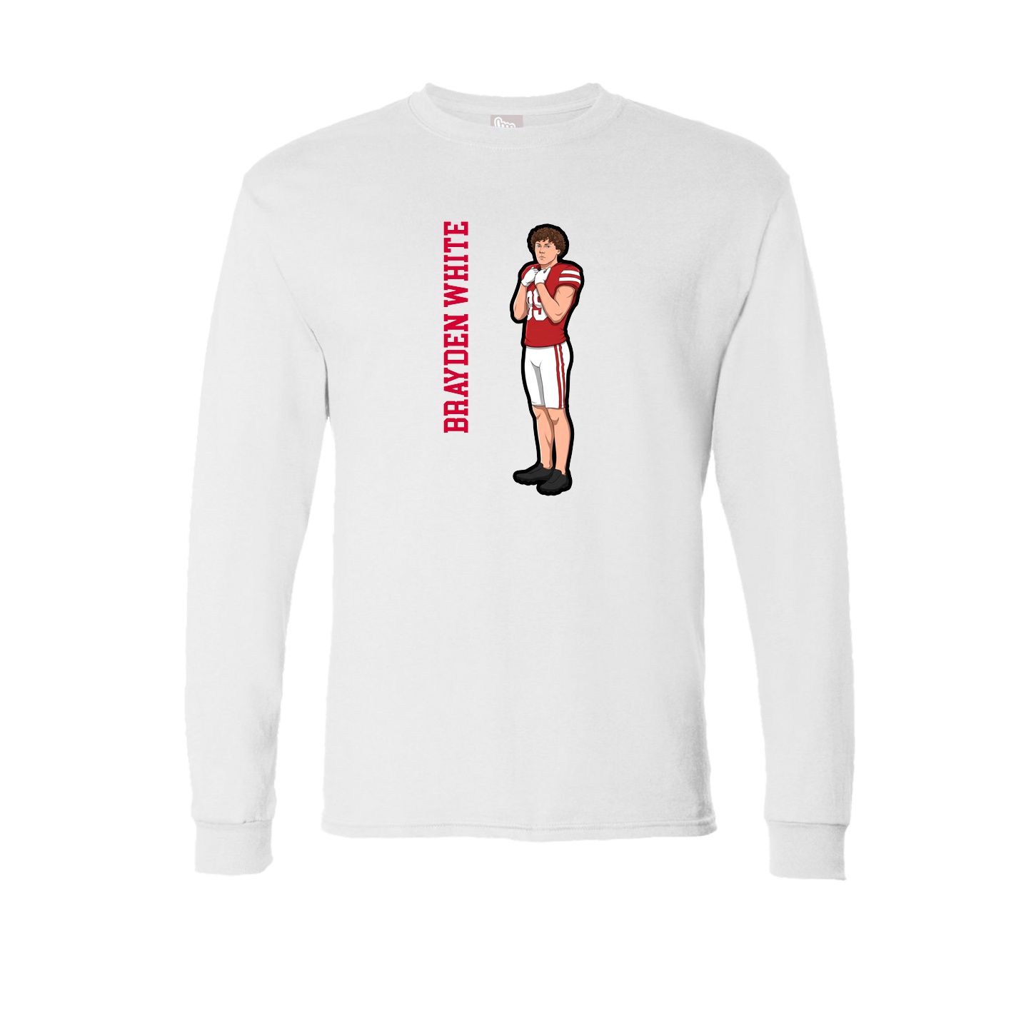 Long Sleeve Tee — Name Vertical in White