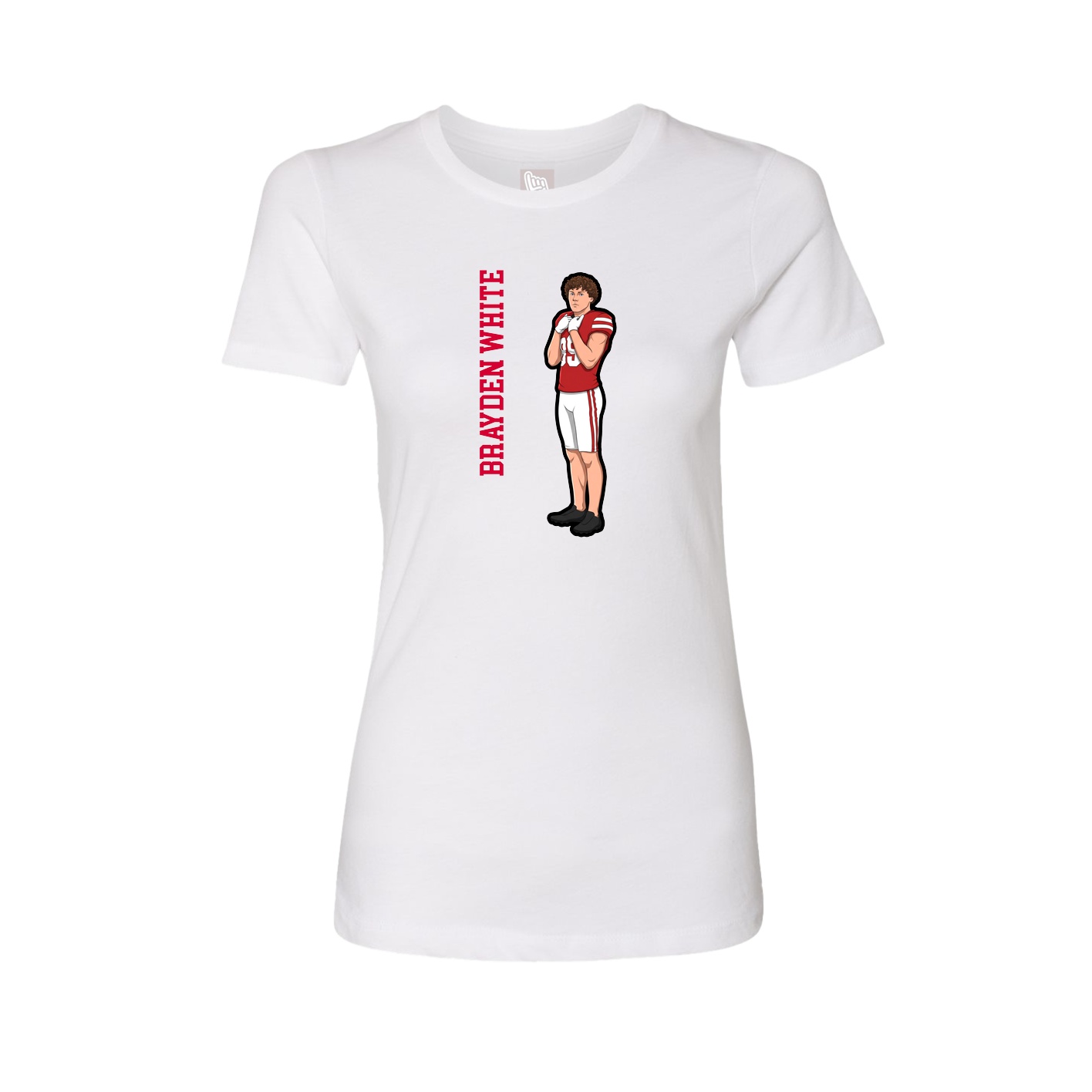 Fitted Women's Tee — Name Vertical in White