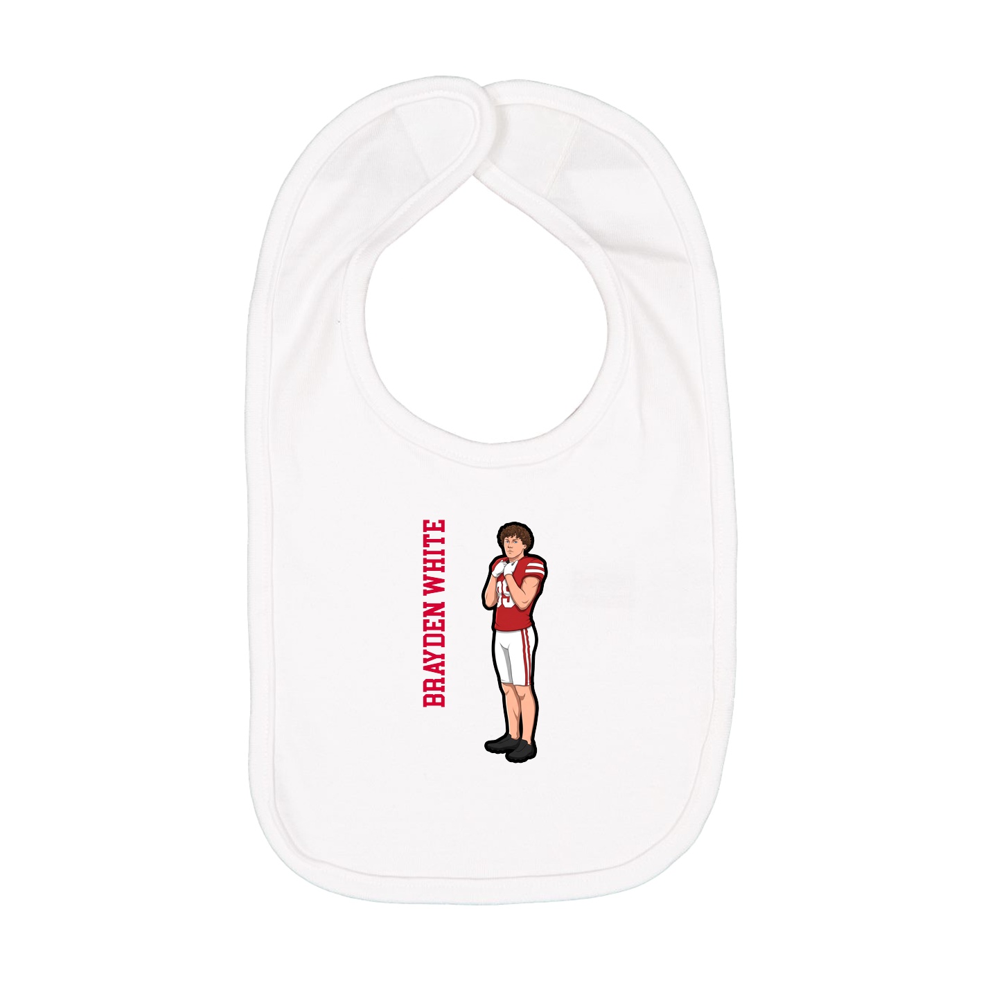Infant Bib — Name Vertical in White