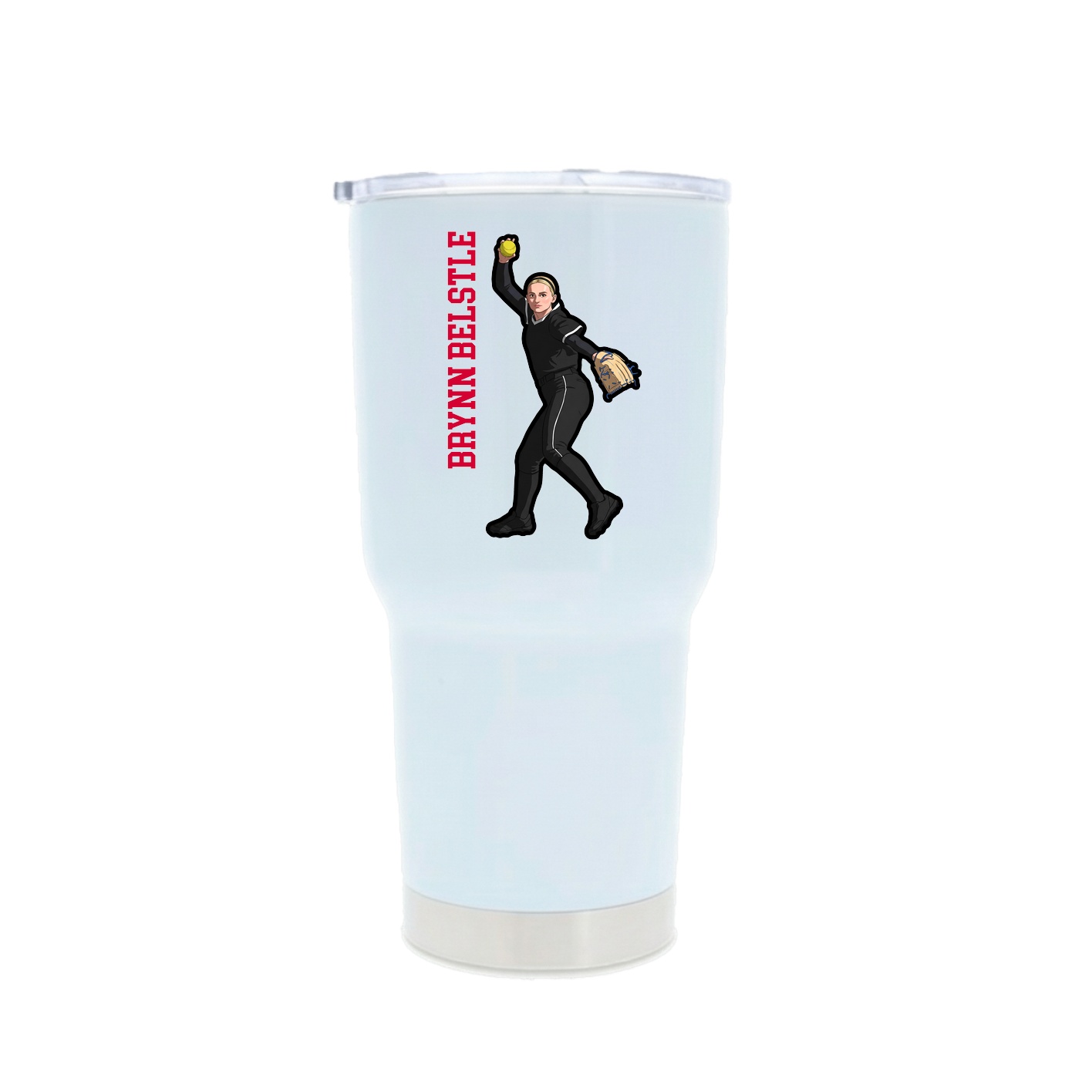 30oz Stainless Steel Tumbler — Name Vertical in White