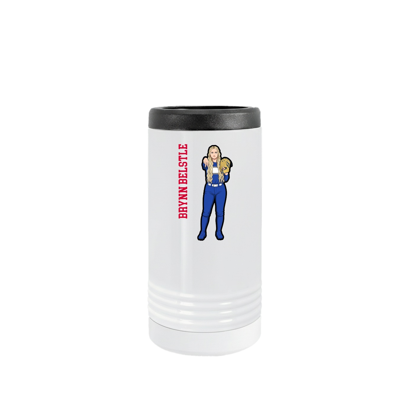 Slim Beverage Holder — Name Vertical in White