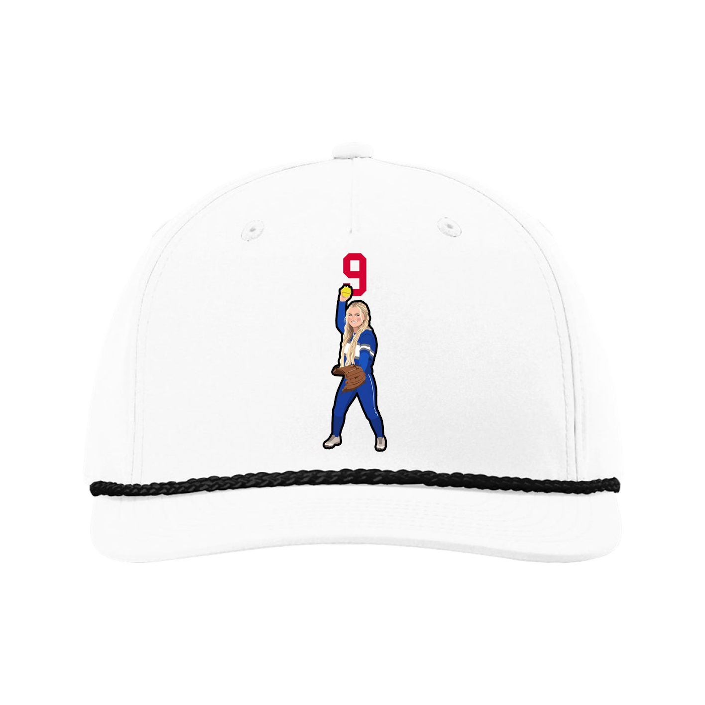 Five-Panel Classic Rope Cap — Number Top in White