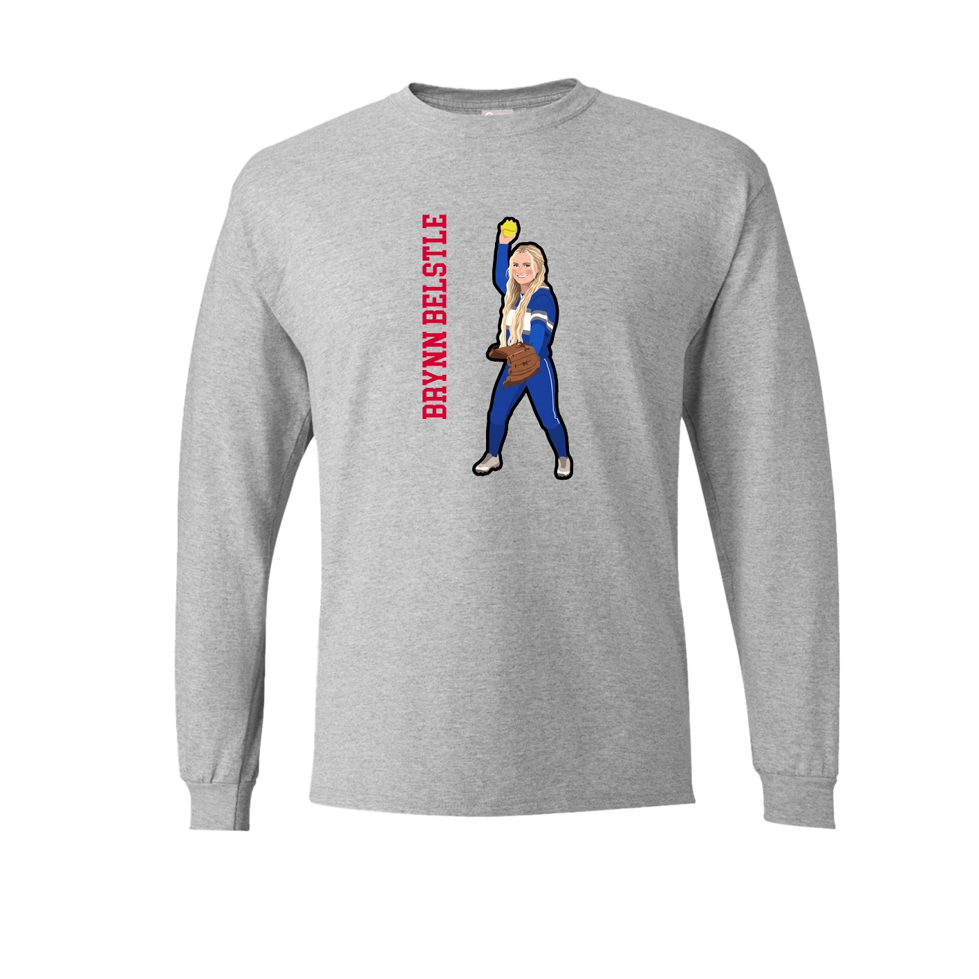 Long Sleeve Tee — Name Vertical in Grey
