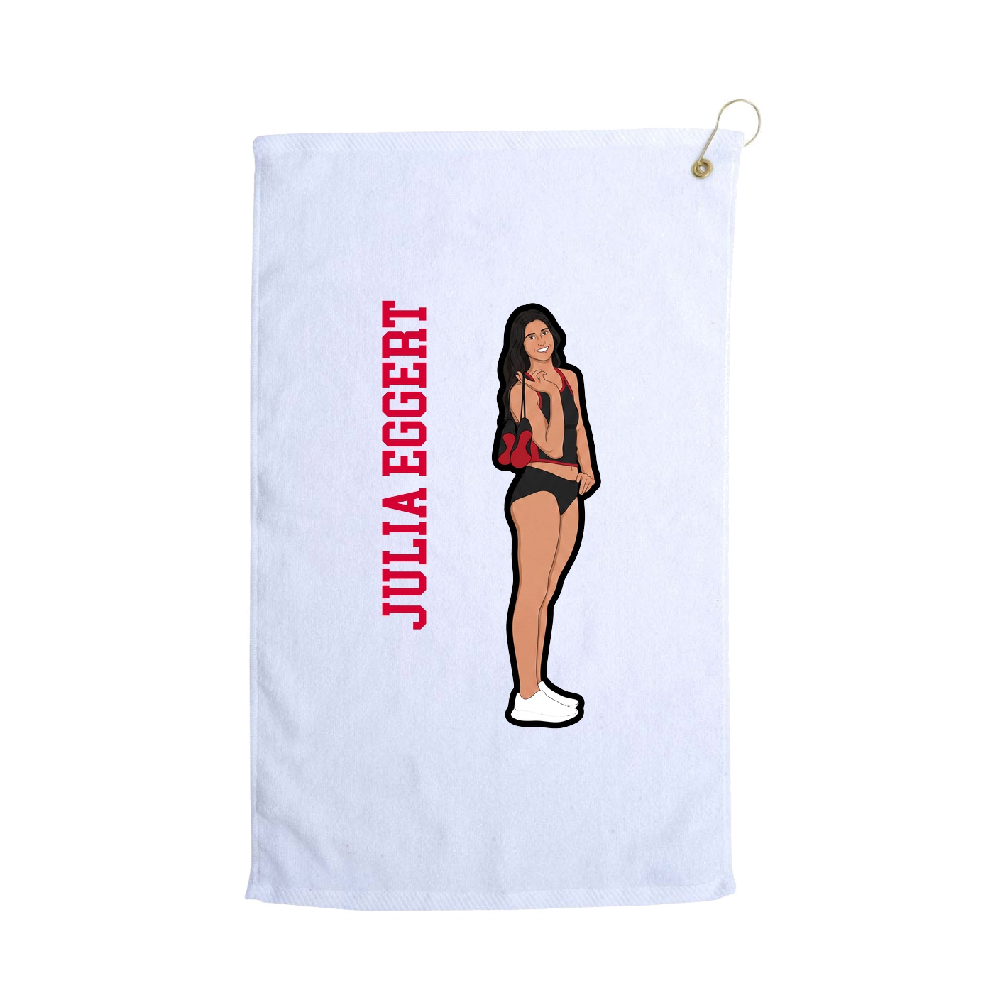 Golf Towel — Name Vertical in White