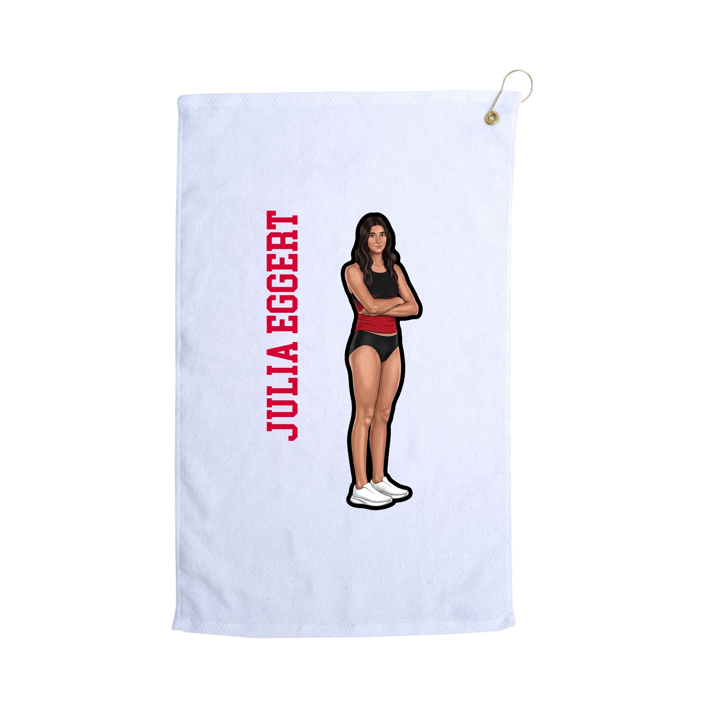 Golf Towel — Name Vertical in White