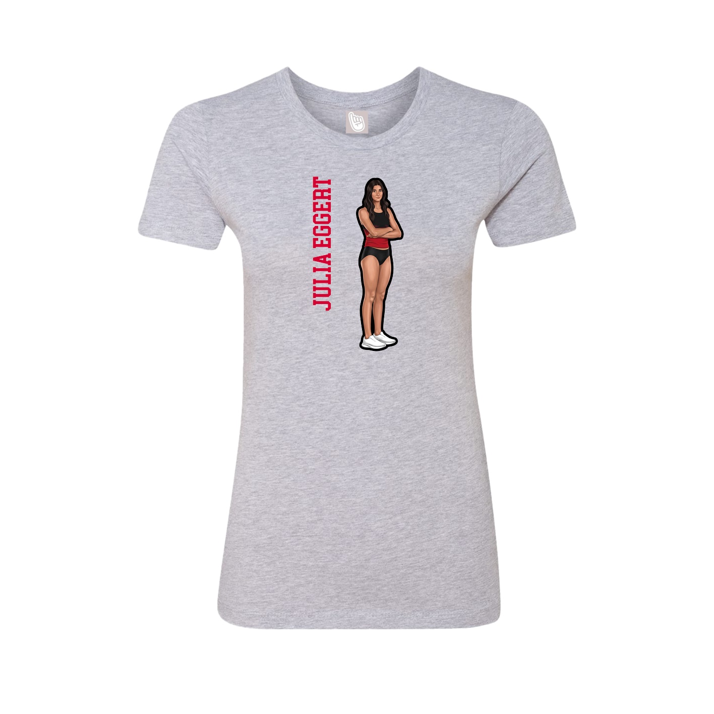 Womens Tee — Name Vertical in Grey
