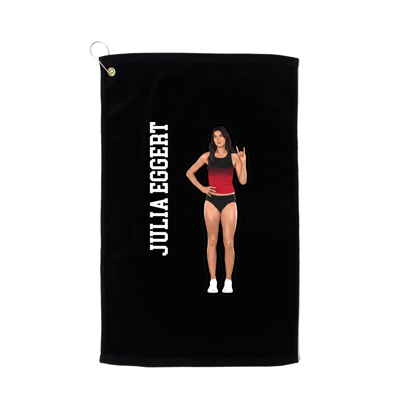 Golf Towel — Name Vertical in Black