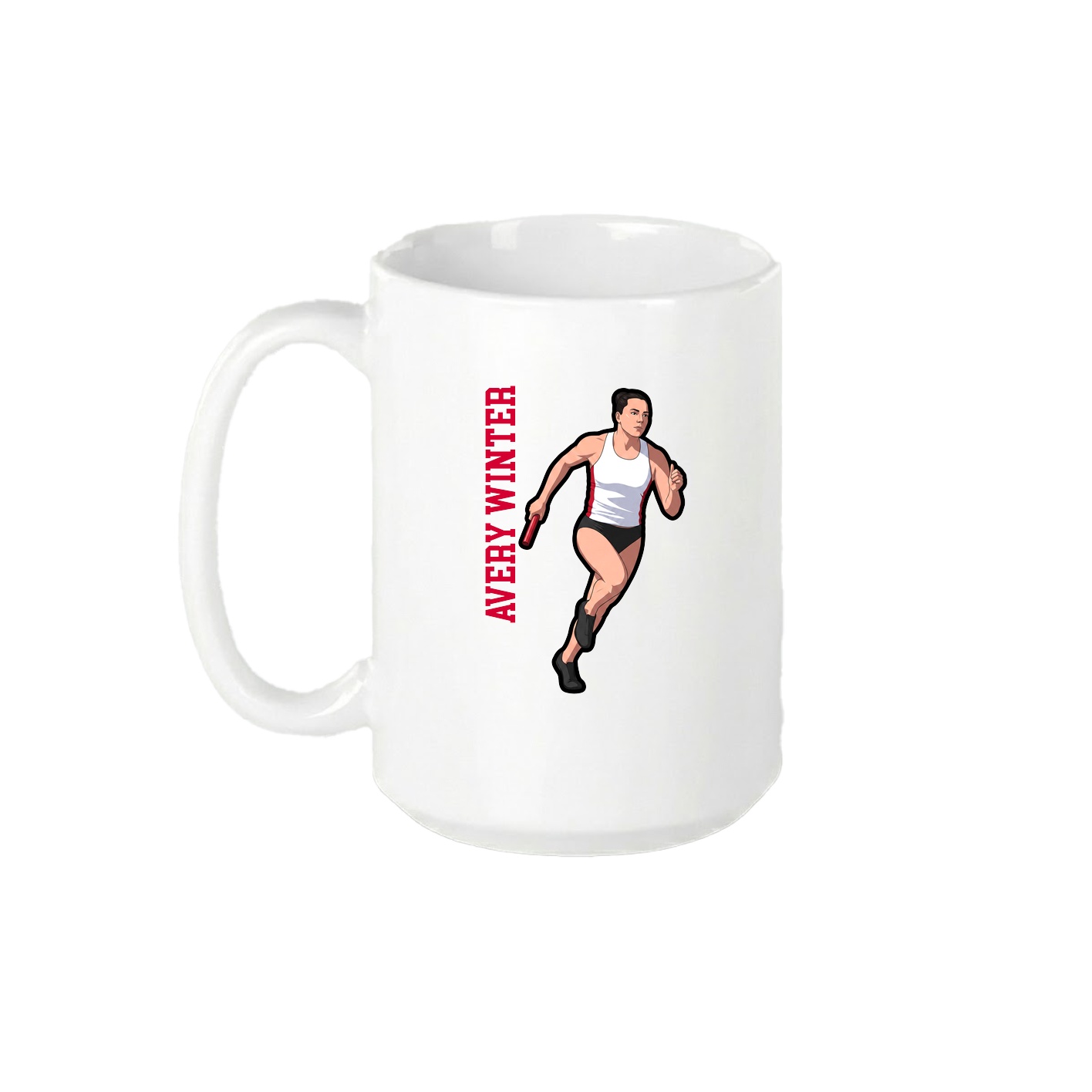 15oz Coffee Mug — Name Vertical in White