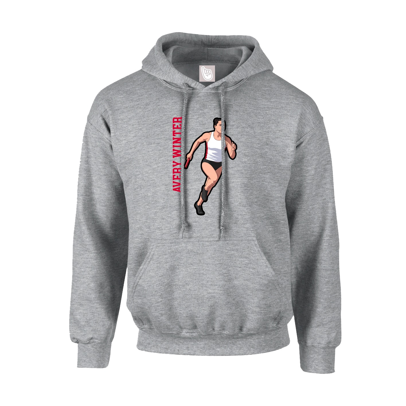 Youth Hoodie — Name Vertical in Grey