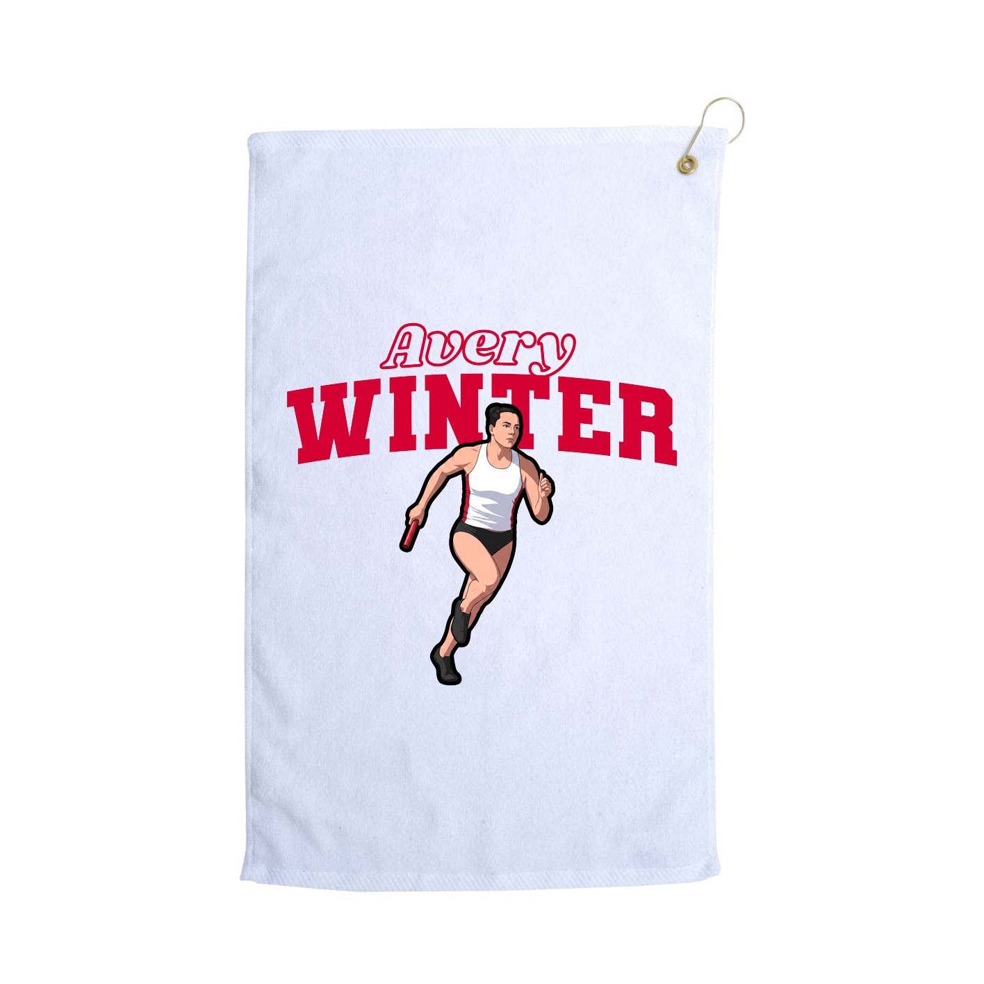 Golf Towel — Name Arch in White