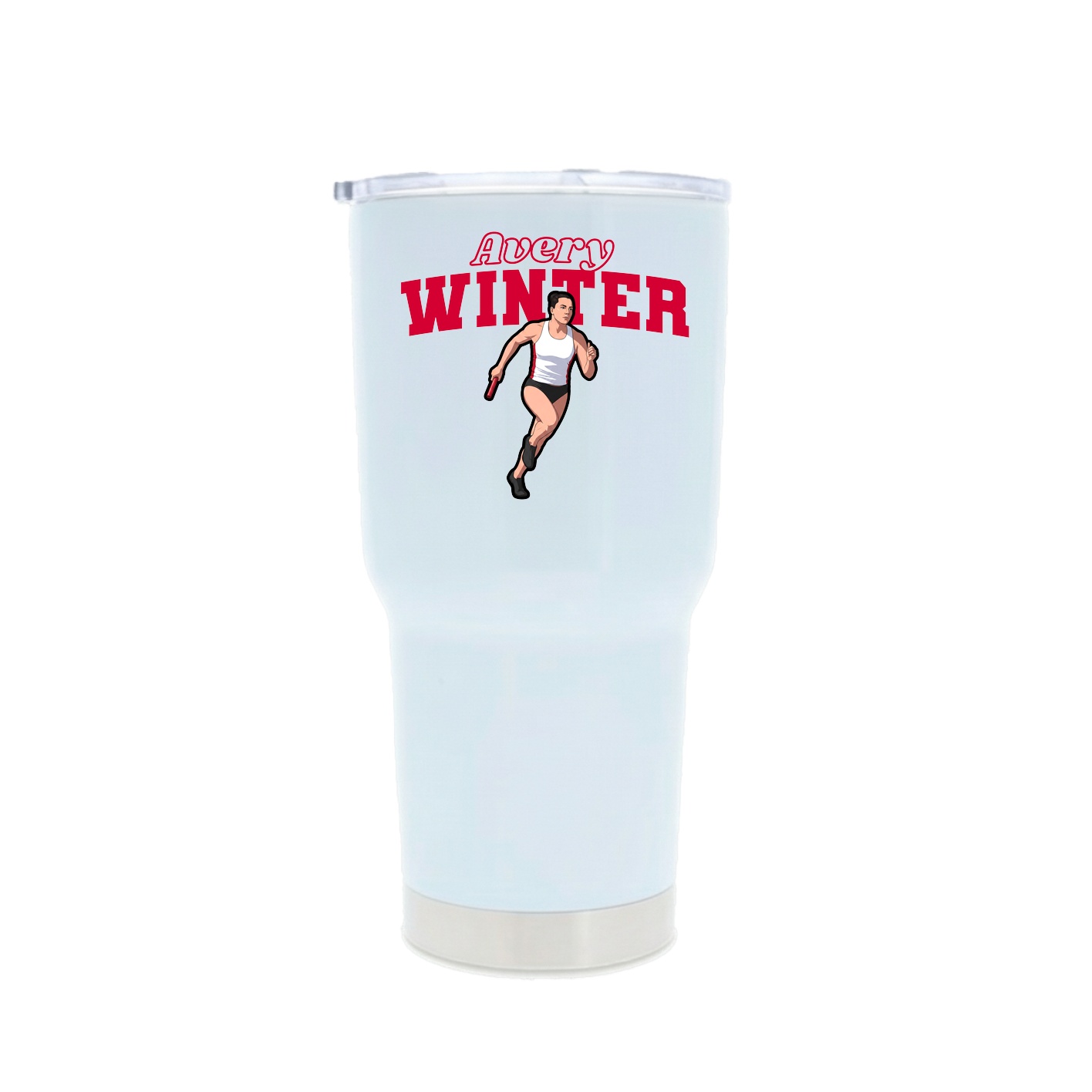 30oz Stainless Steel Tumbler — Name Arch in White