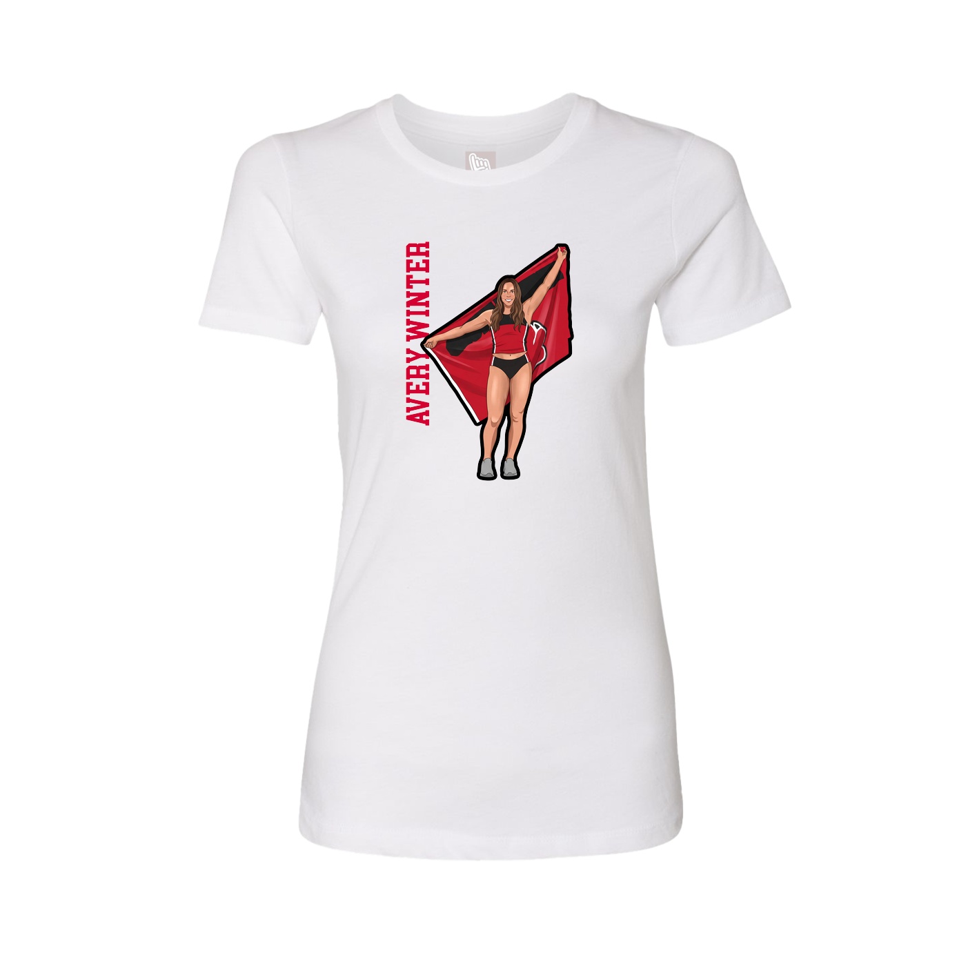 Womens Tee — Name Vertical in White