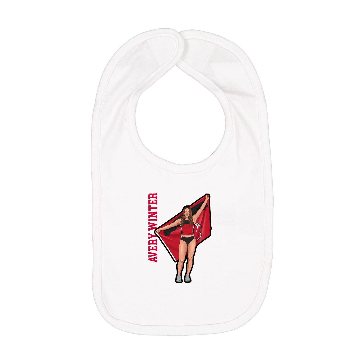 Infant Bib — Name Vertical in White