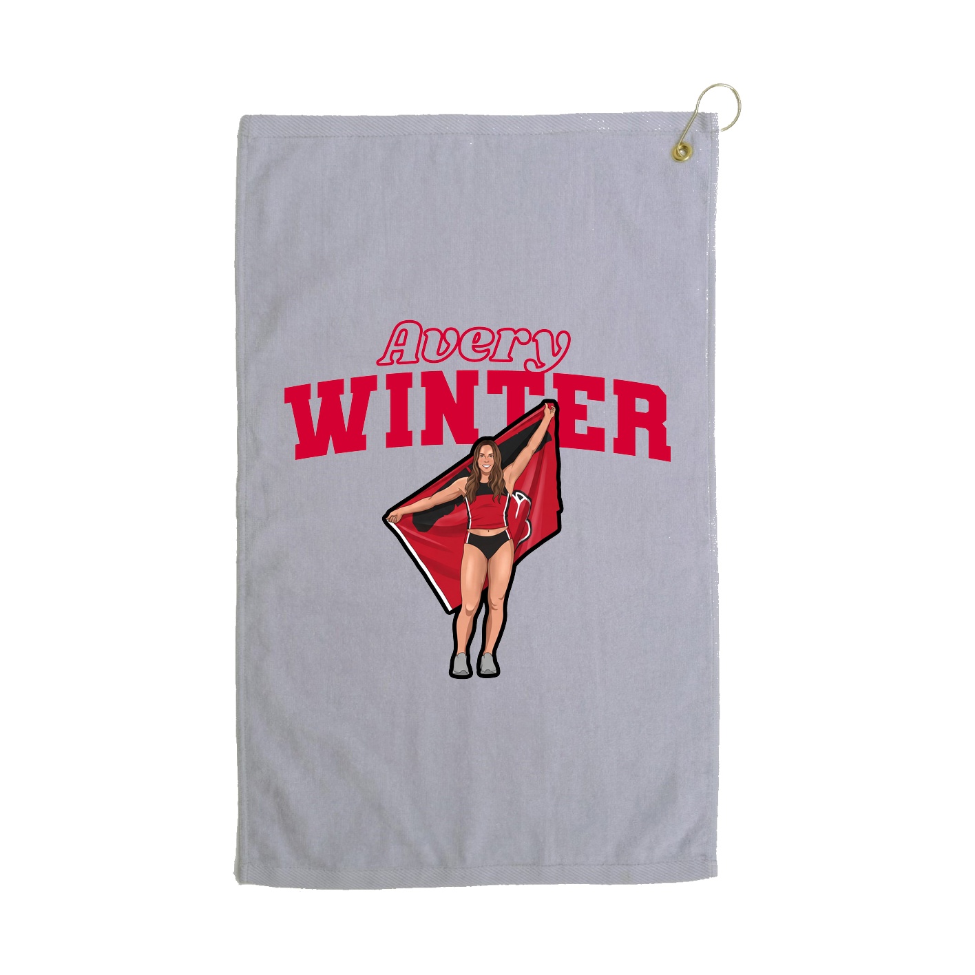 Golf Towel — Name Arch in Grey