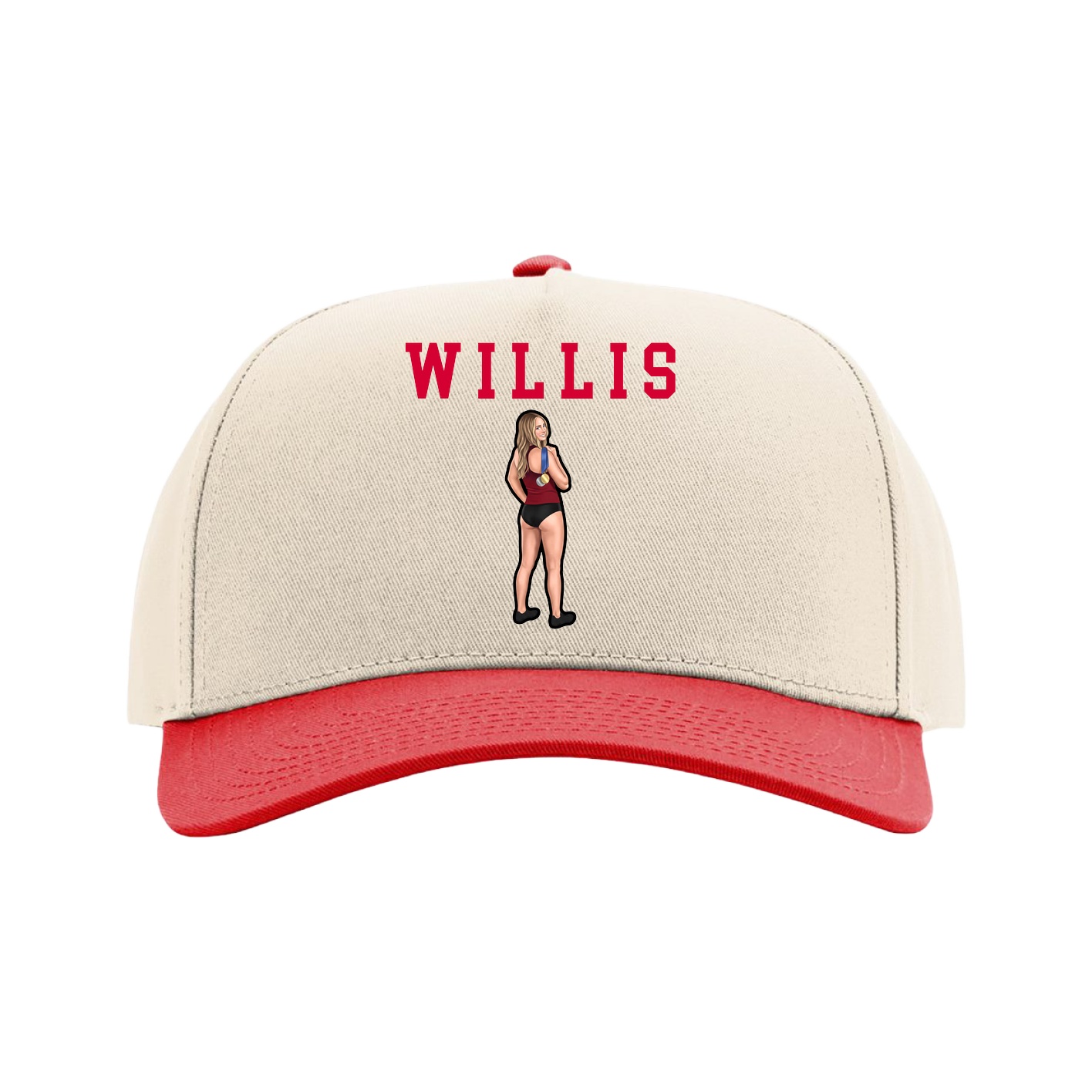 Full Fabric Five-Panel Champ Cap — Shirsey in Cream/Red