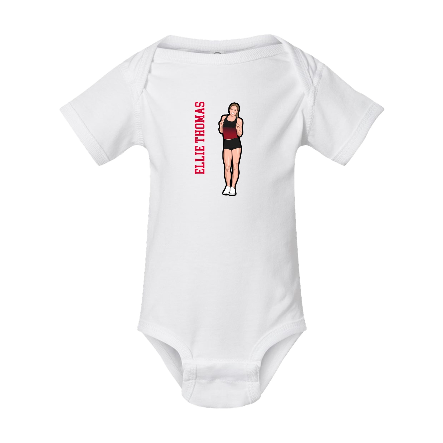 Baby Onesie — Name Vertical in White