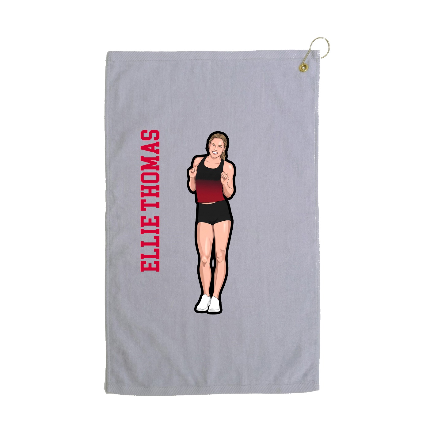 Golf Towel — Name Vertical in Grey