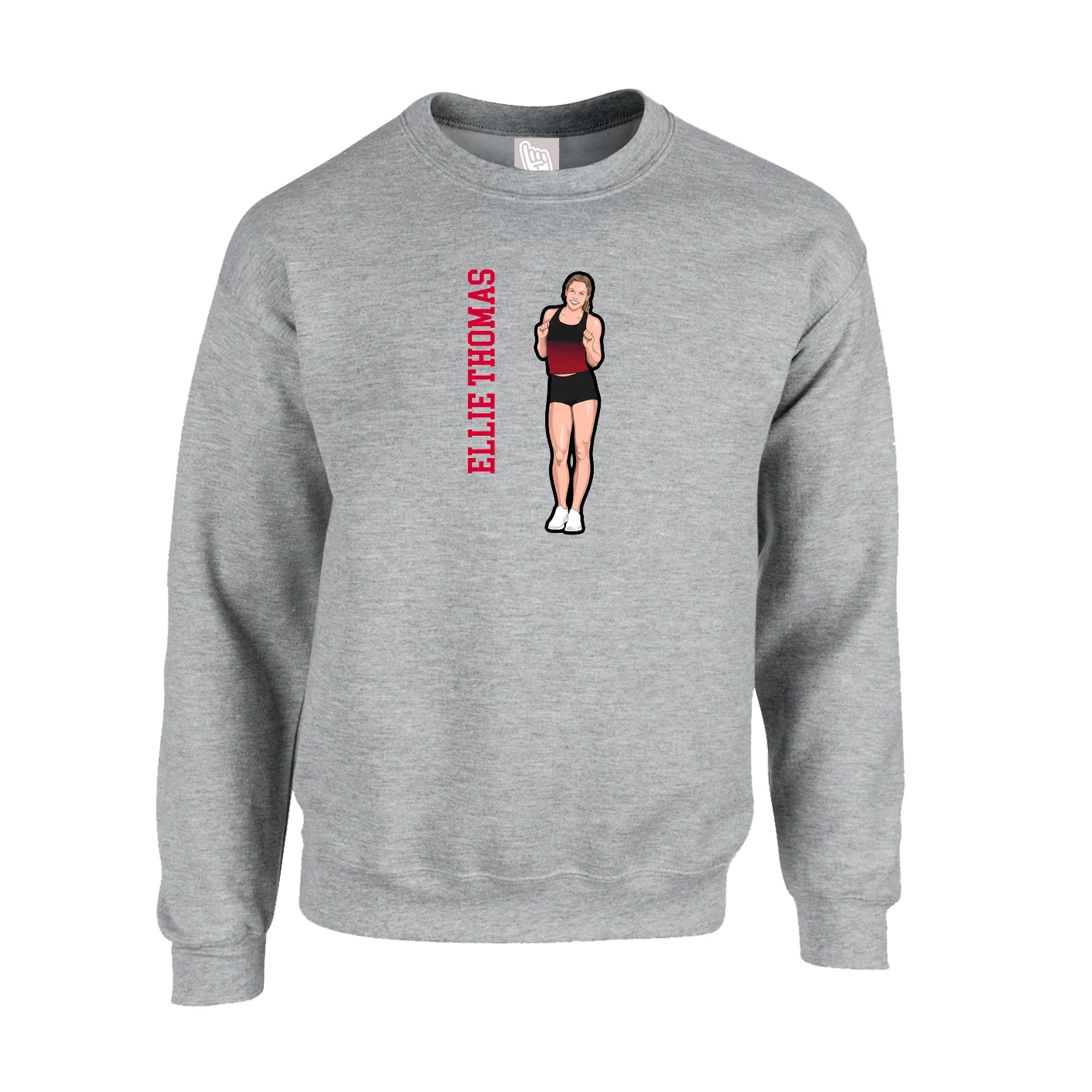 Fleece Crew — Name Vertical in Grey