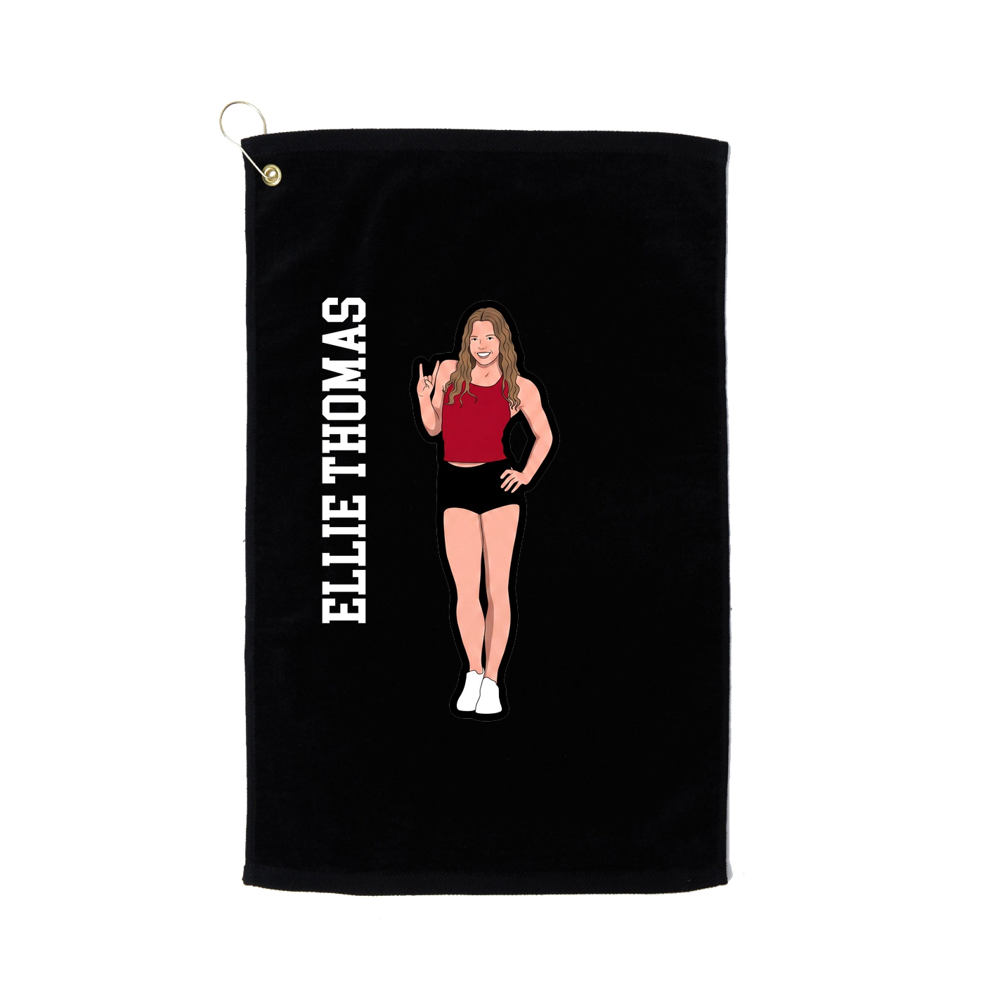 Golf Towel — Name Vertical in Black