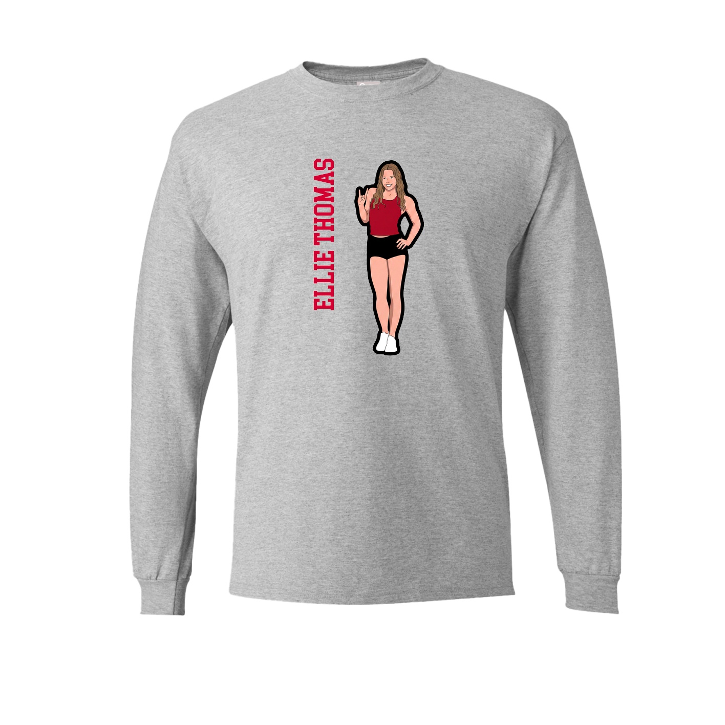 Long Sleeve Tee — Name Vertical in Grey