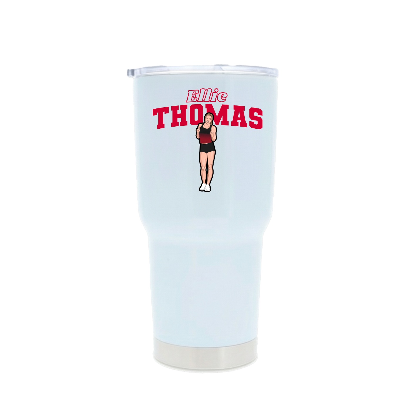 30oz Stainless Steel Tumbler — Name Arch in White