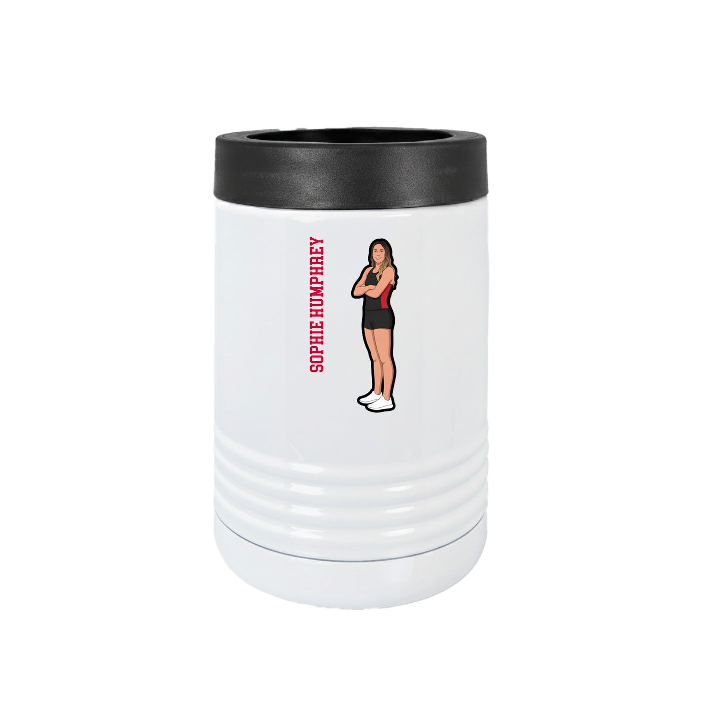 Beverage Holder — Name Vertical in White