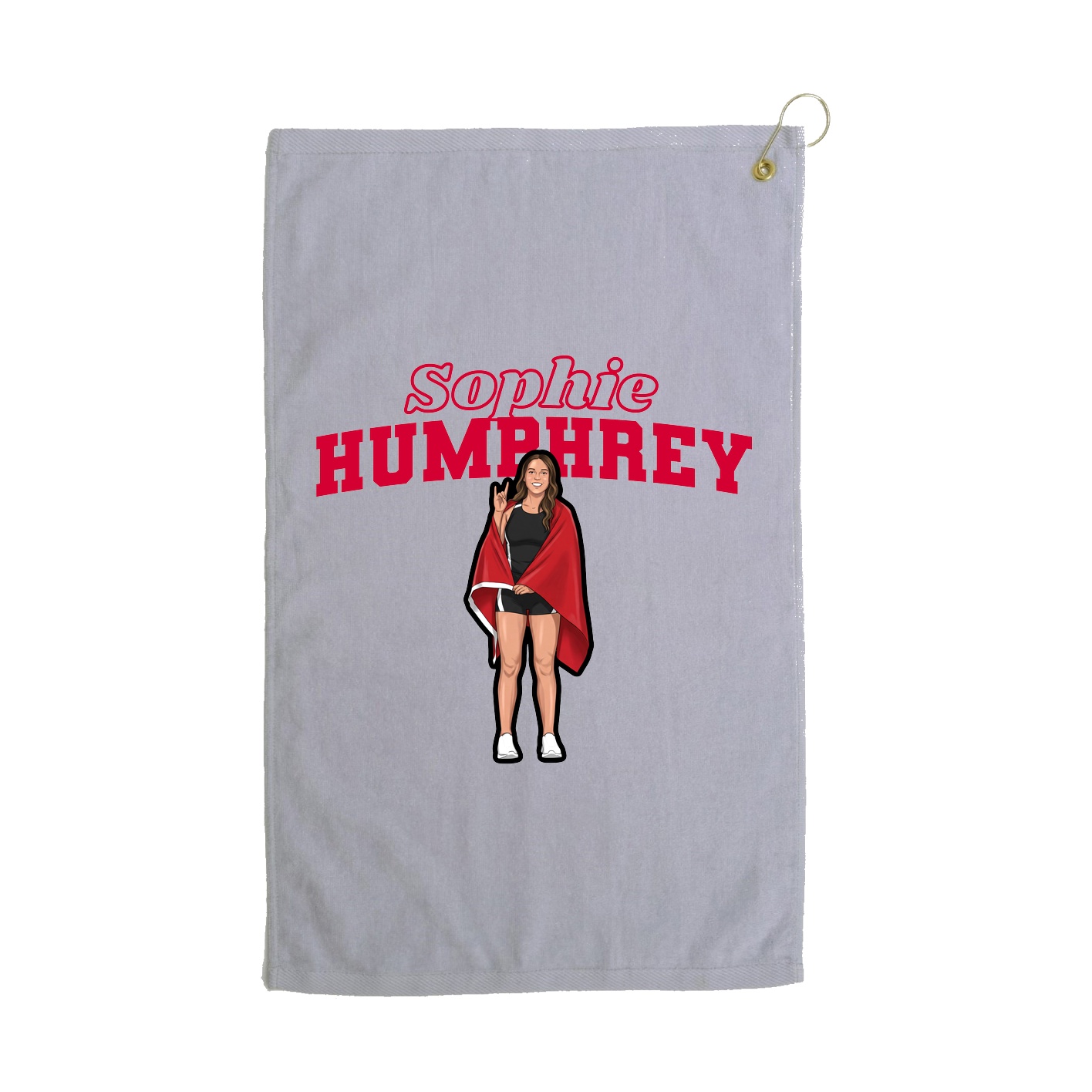 Golf Towel — Name Arch in Grey