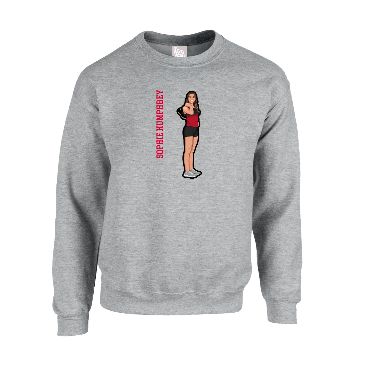 Fleece Crew — Name Vertical in Grey