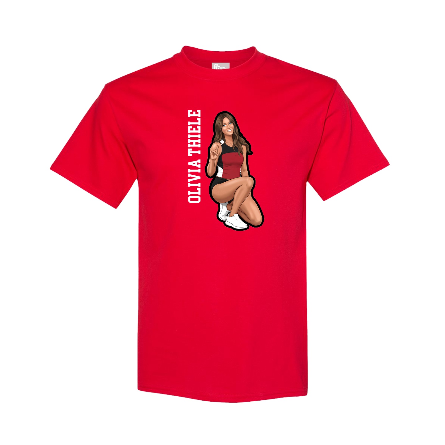 Tee — Name Vertical in Red