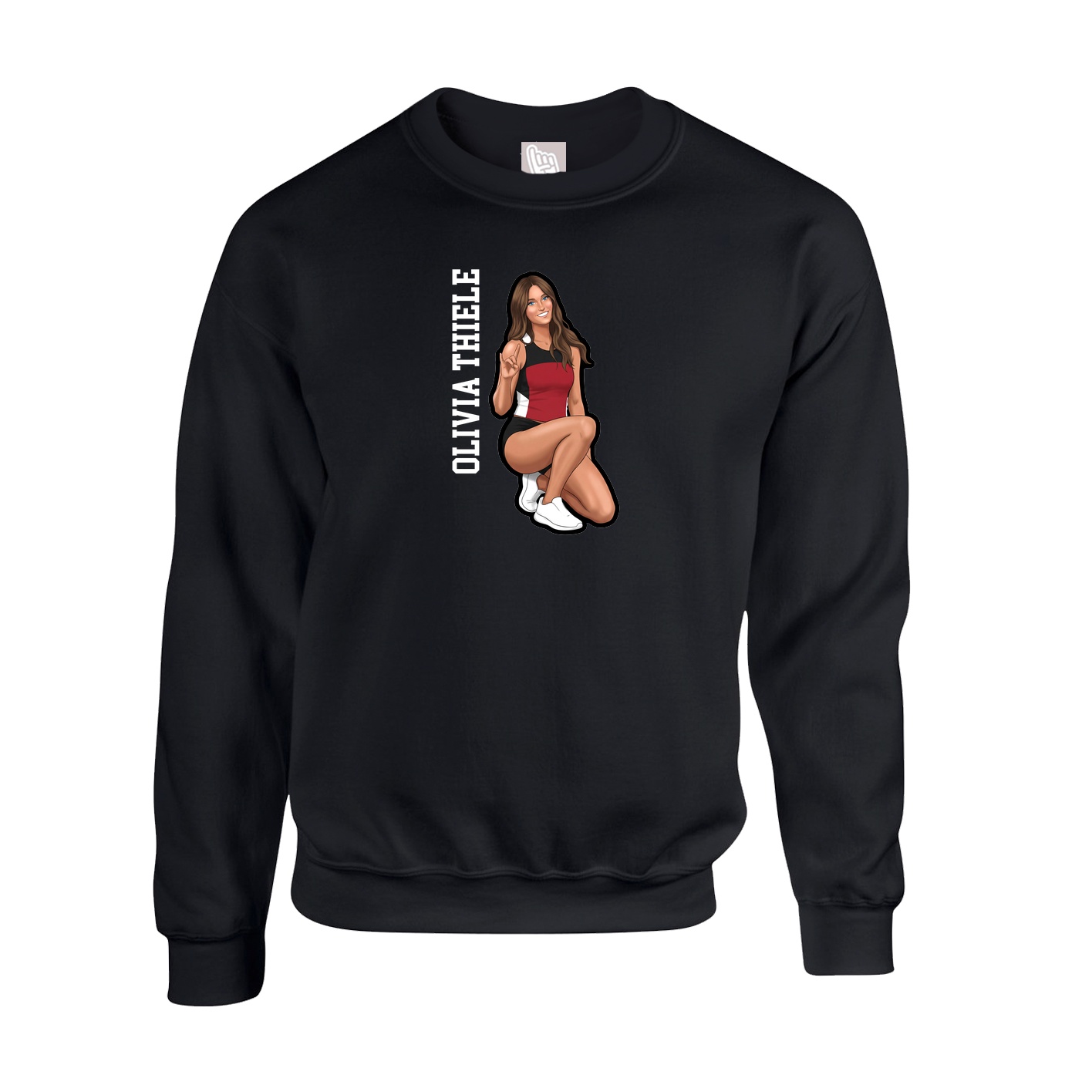 Fleece Crew — Name Vertical in Black