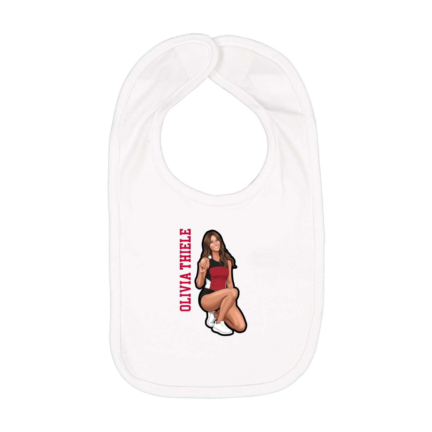 Infant Bib — Name Vertical in White