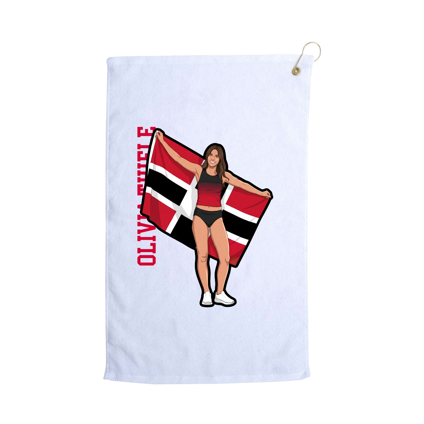 Golf Towel — Name Vertical in White