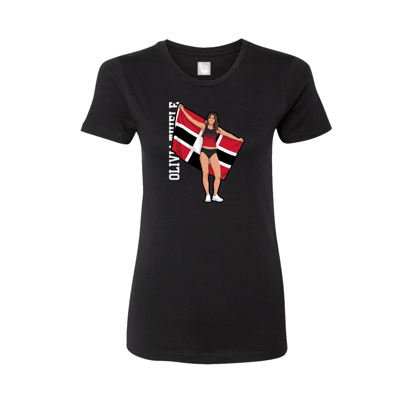 Fitted Women's Tee — Name Vertical in Black