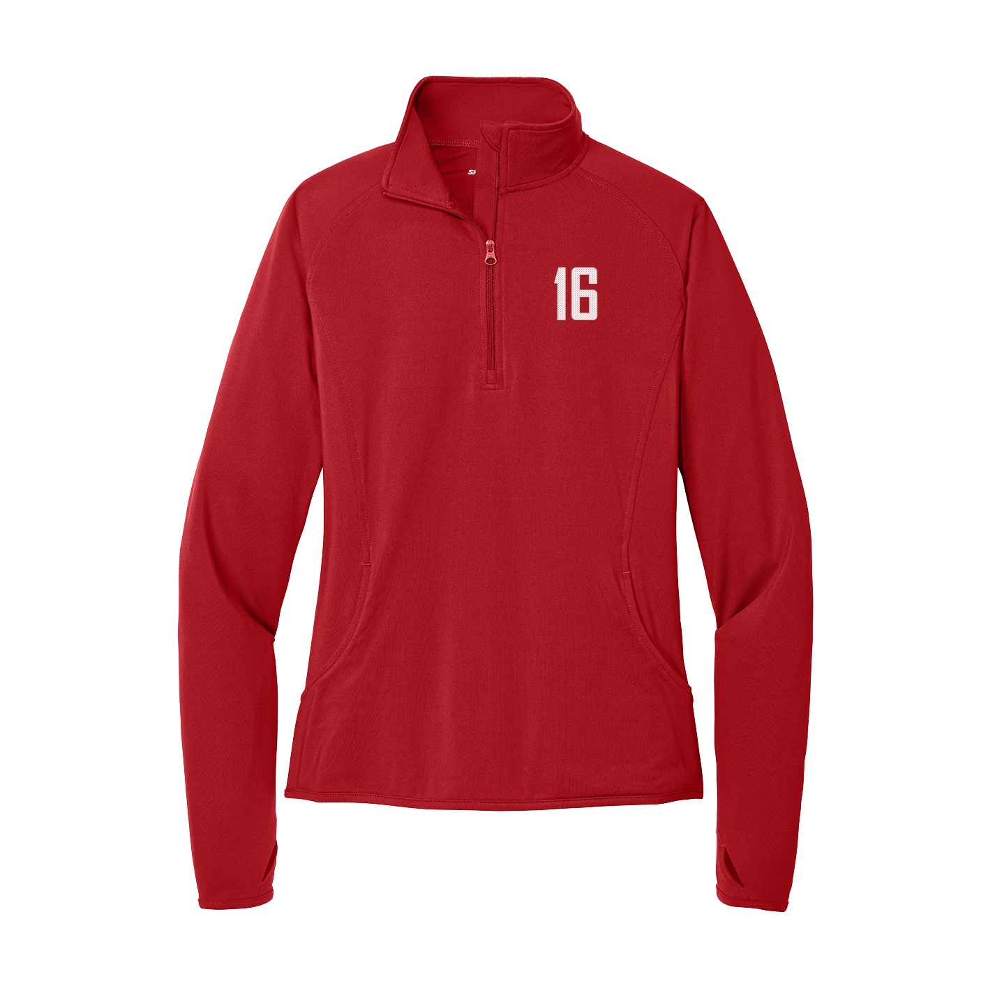 Women's Q-Zip Pullover — Front Shirsy in Red