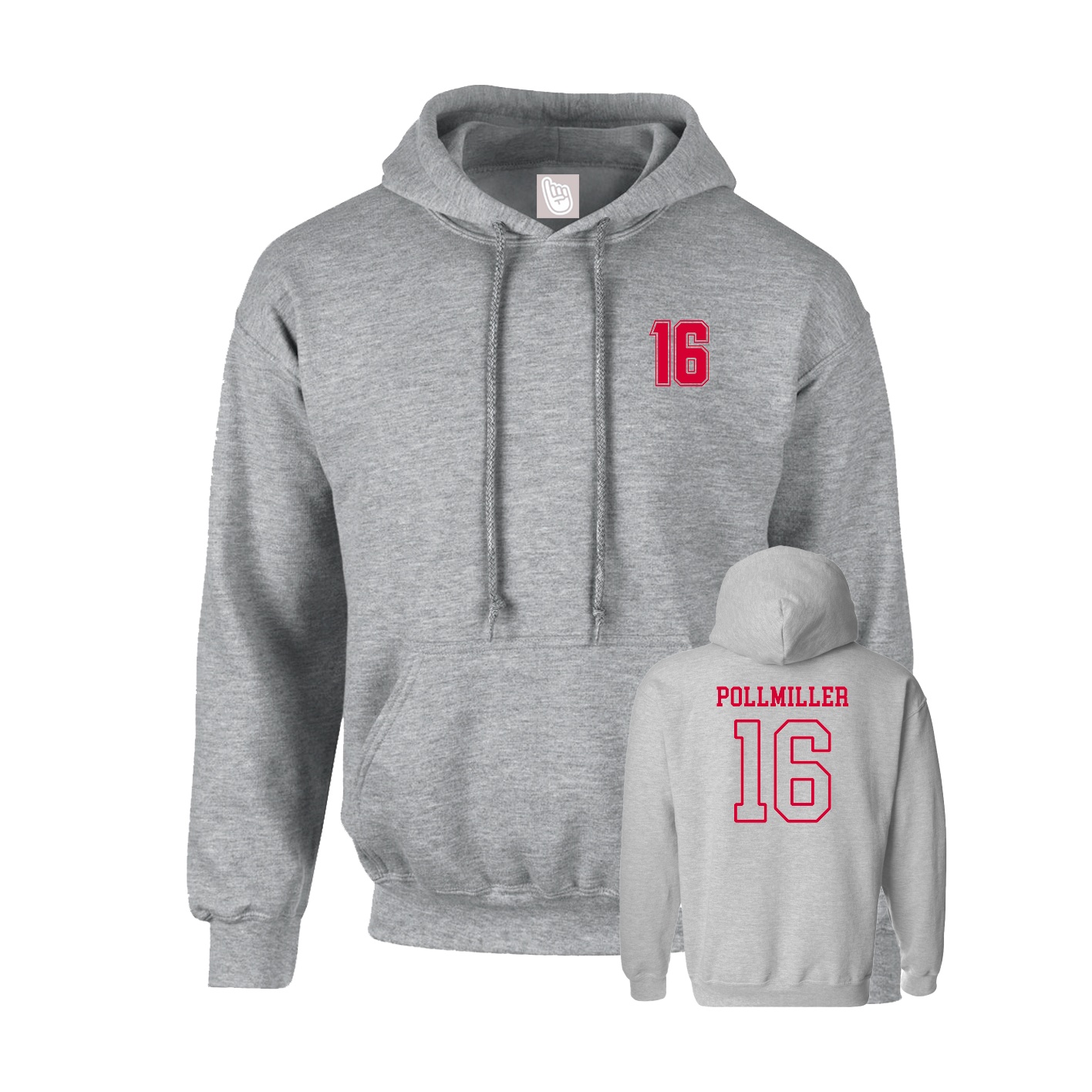 Youth Hoodie — Chest Back in Grey