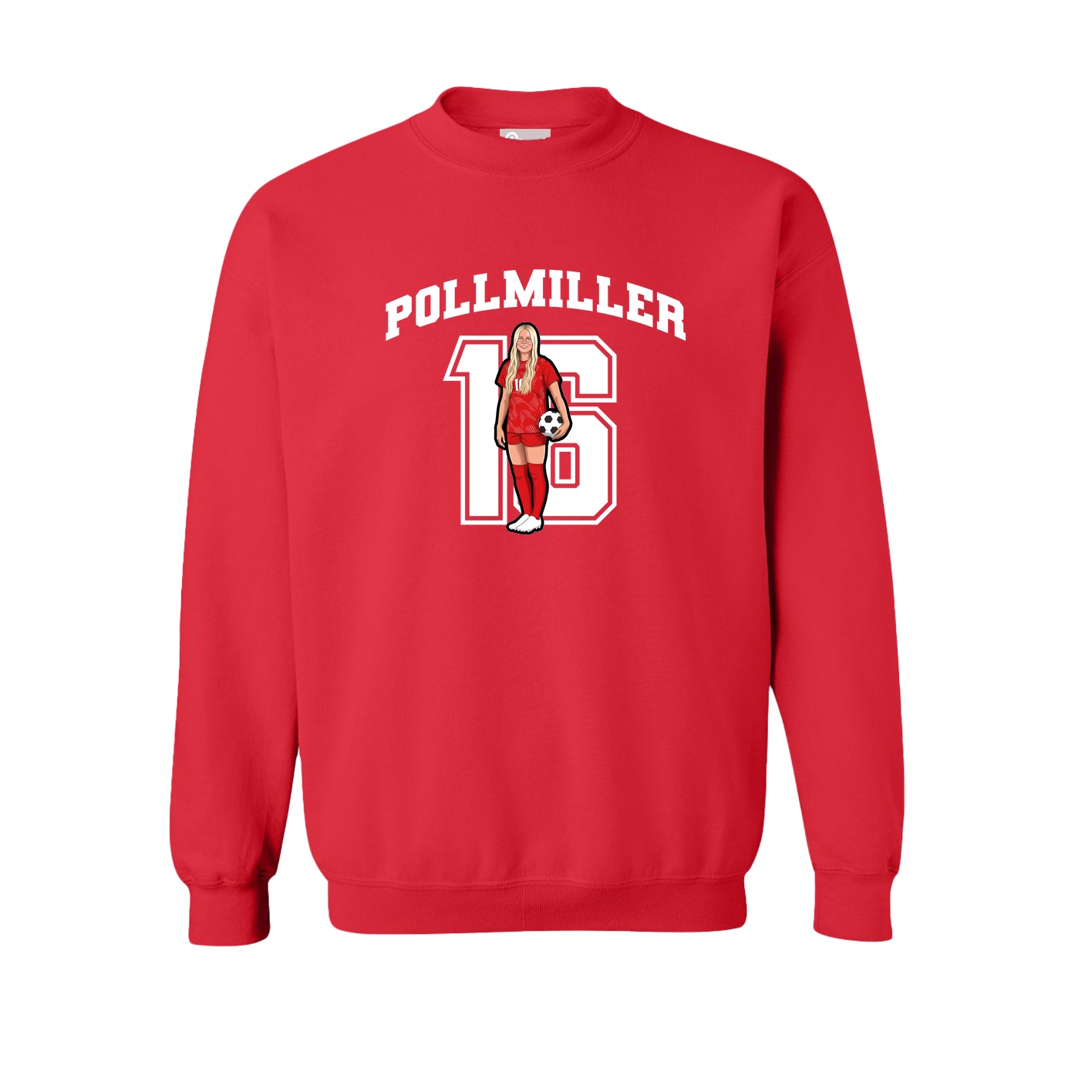 Fleece Crew — Number in Red