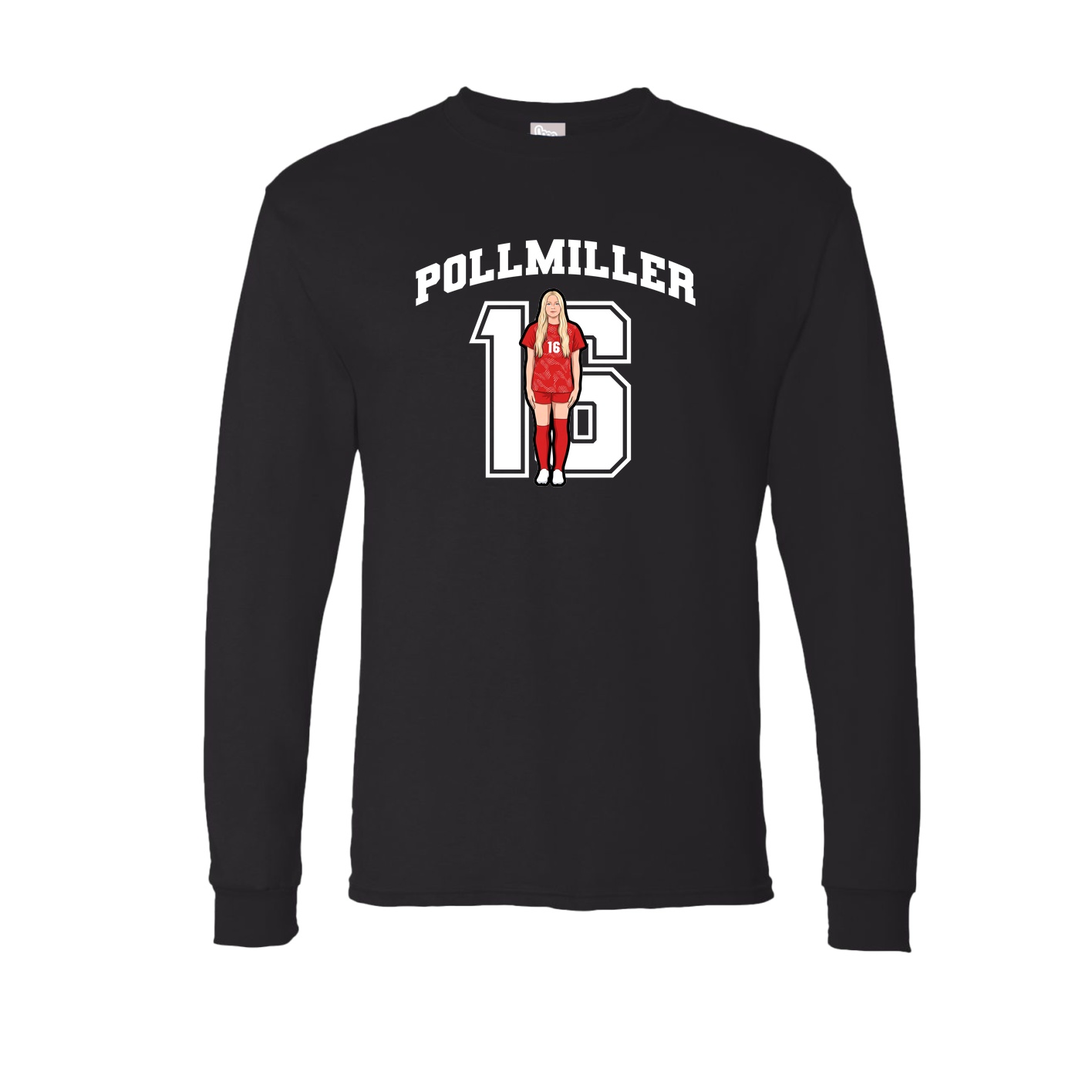 Long Sleeve Tee — Number in Black