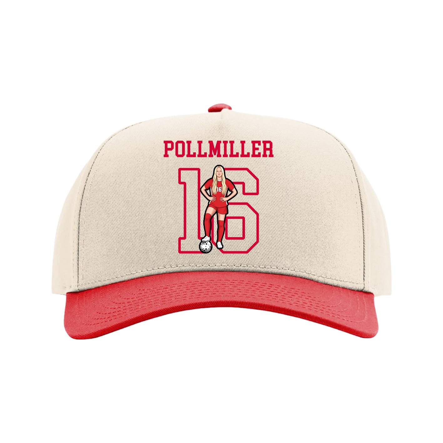 Full Fabric Five-Panel Champ Cap — Shirsey in Cream/Red