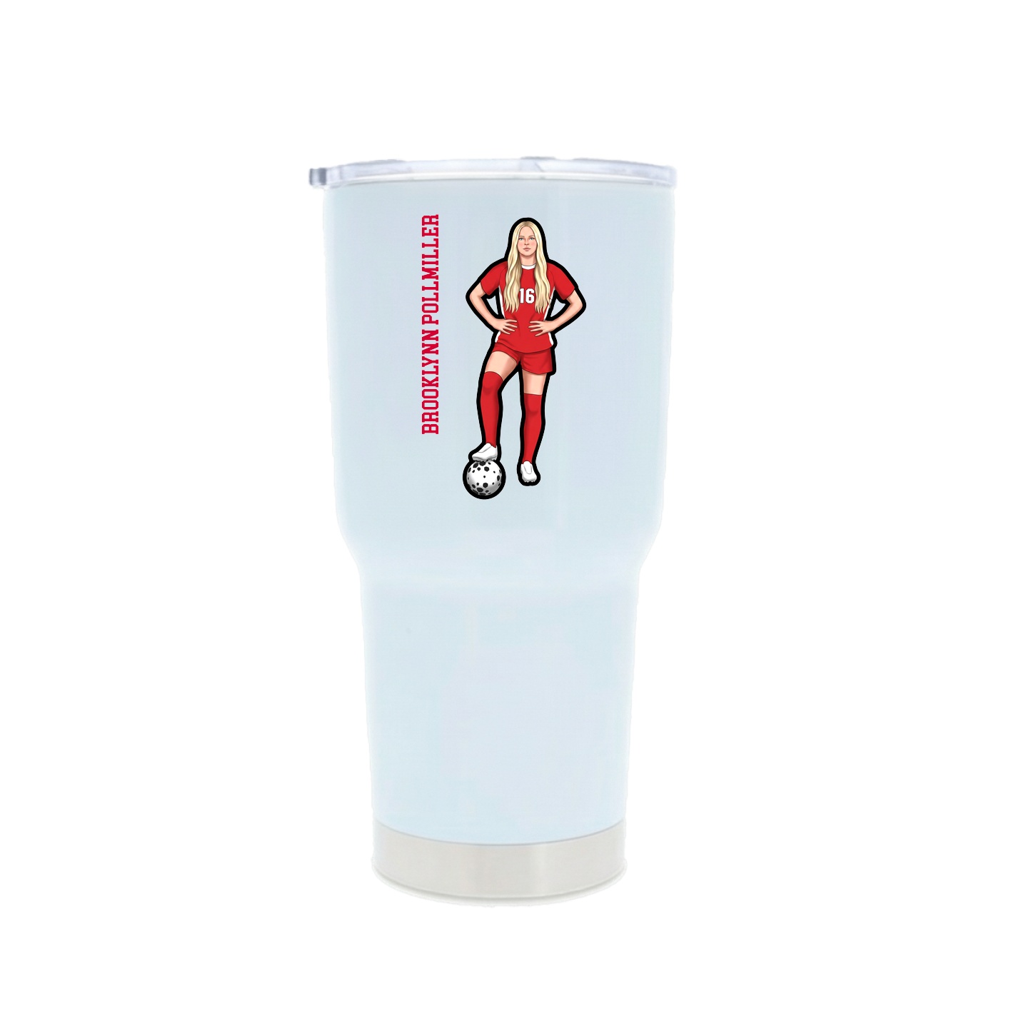 30oz Stainless Steel Tumbler — Name Vertical in White
