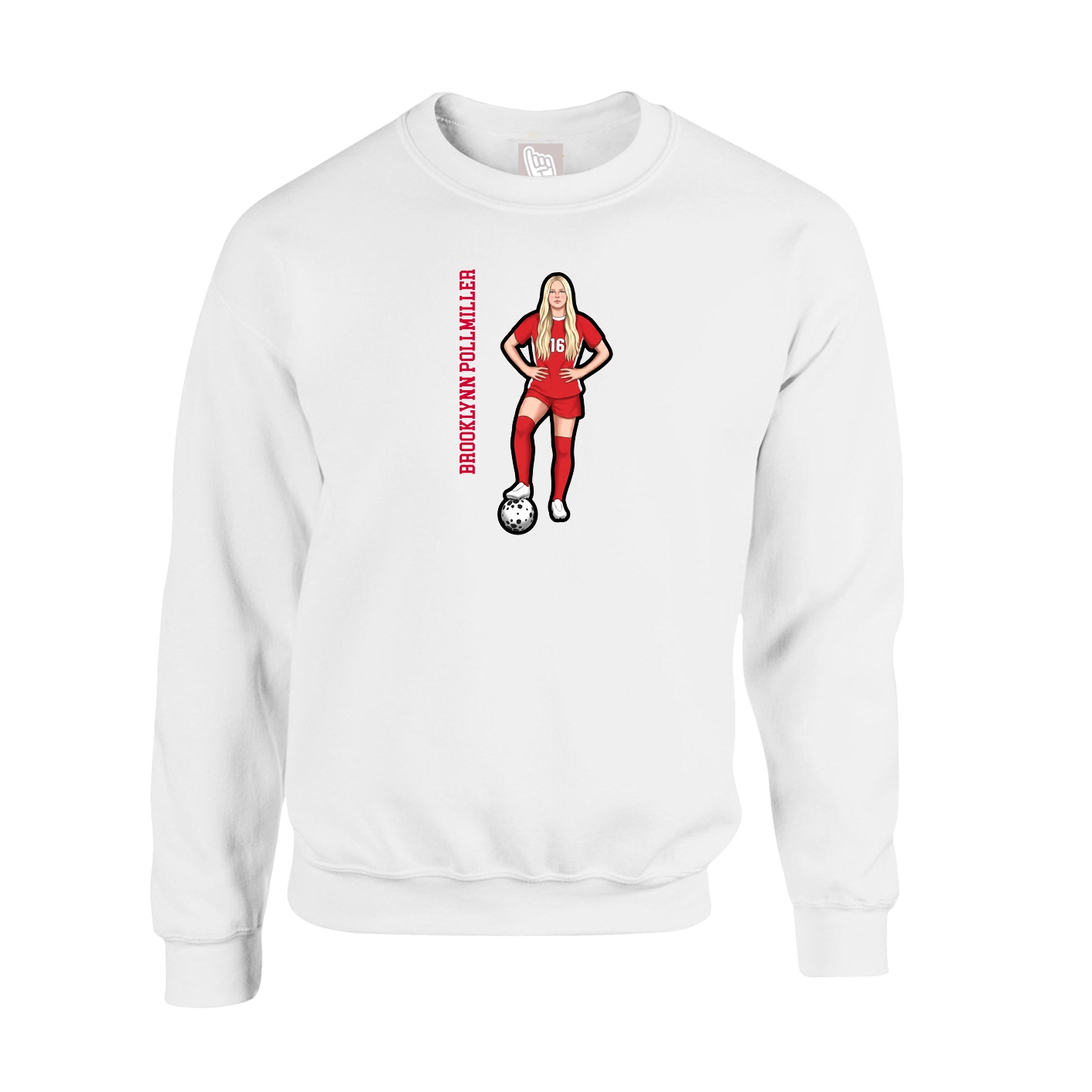 Fleece Crew — Name Vertical in White