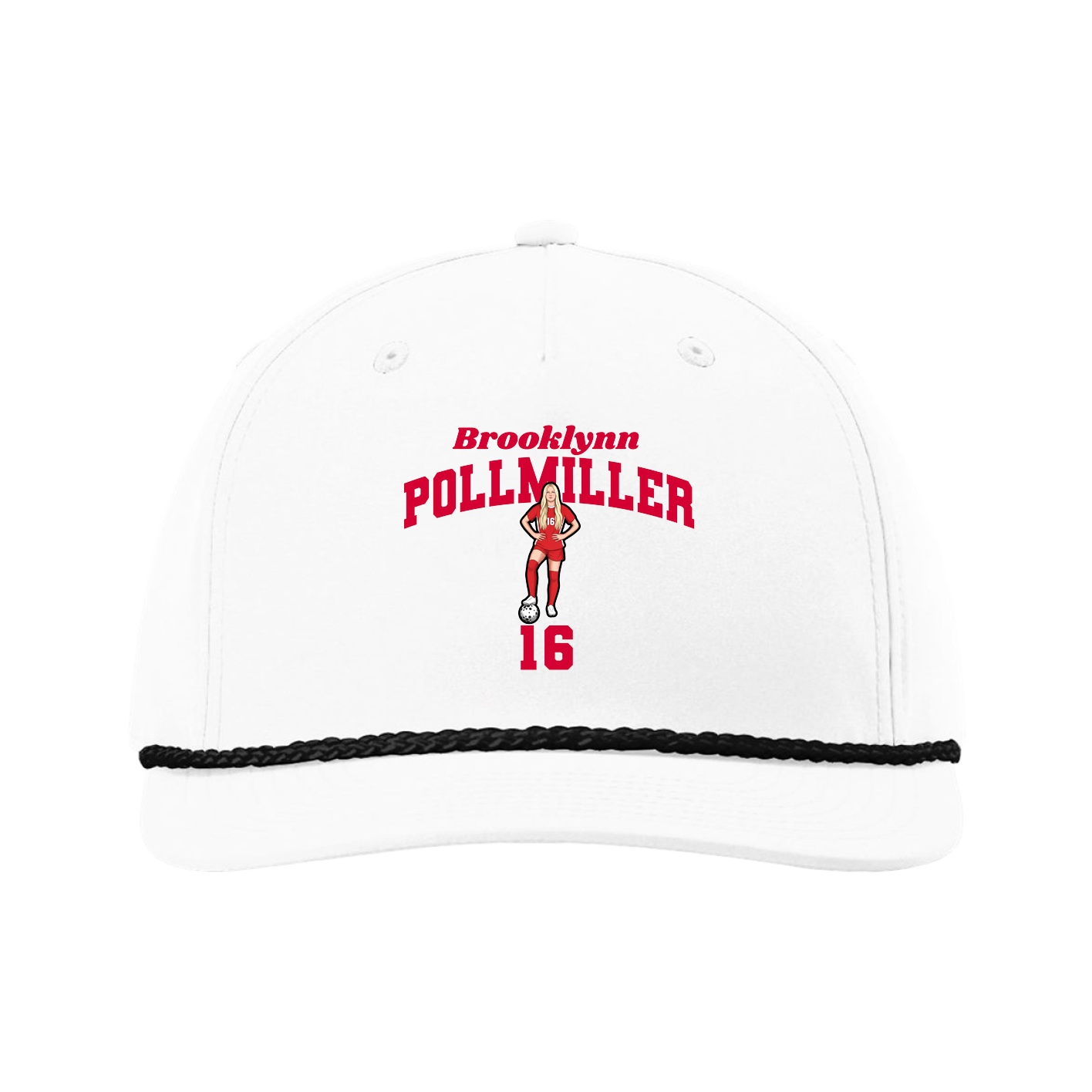 Five-Panel Classic Rope Cap — Signature Arch in White
