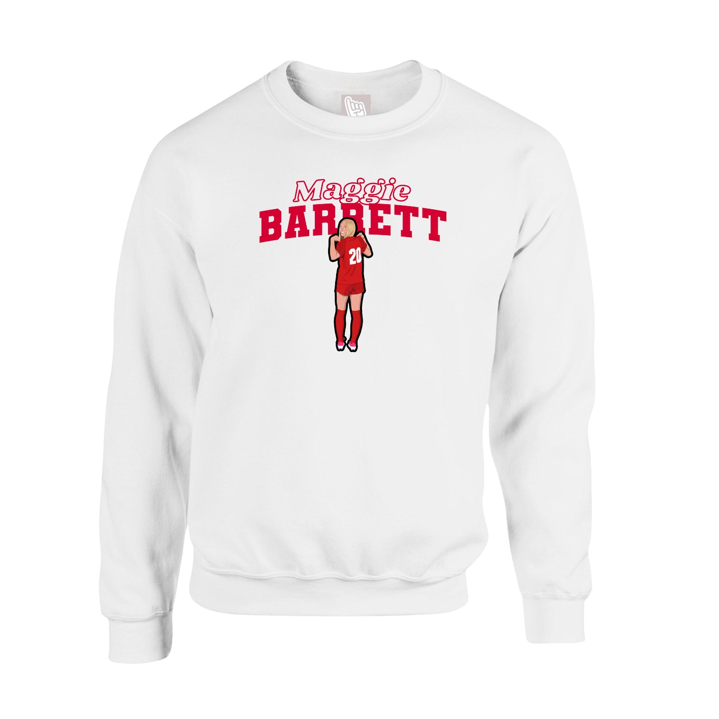 Fleece Crew — Name Arch in White