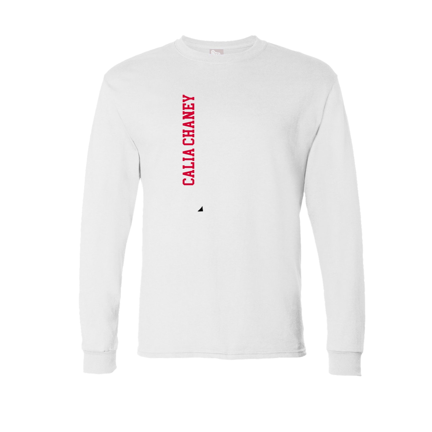 Long Sleeve Tee — Name Vertical in White