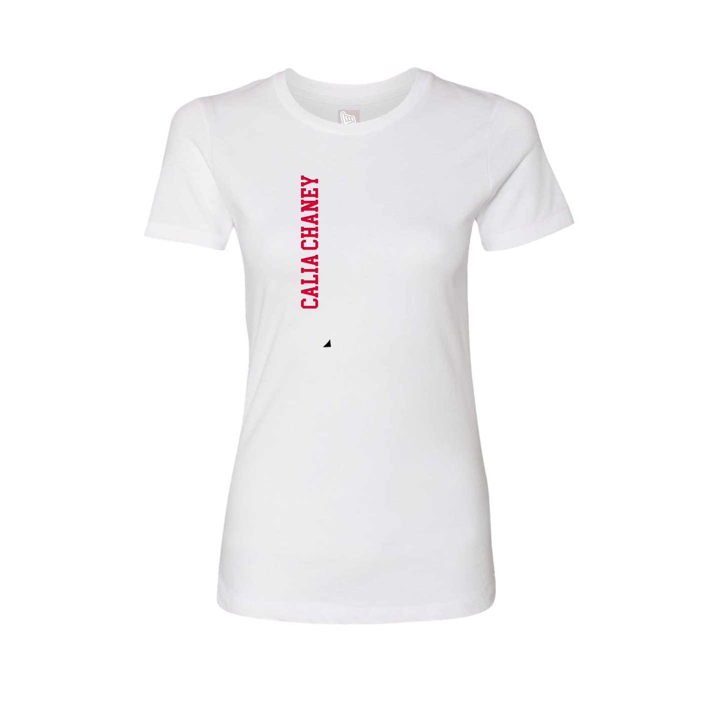 Fitted Women's Tee — Name Vertical in White