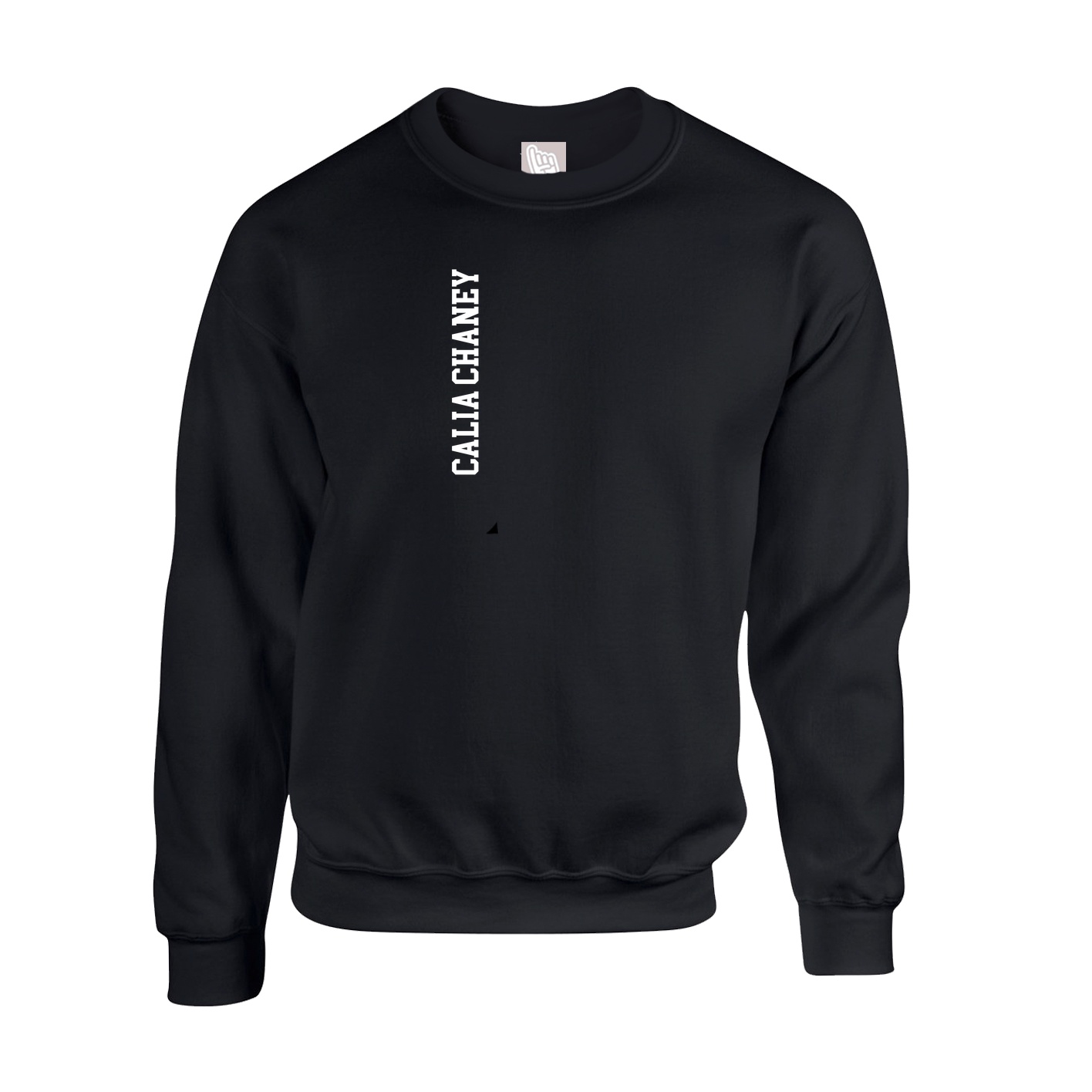 Fleece Crew — Name Vertical in Black