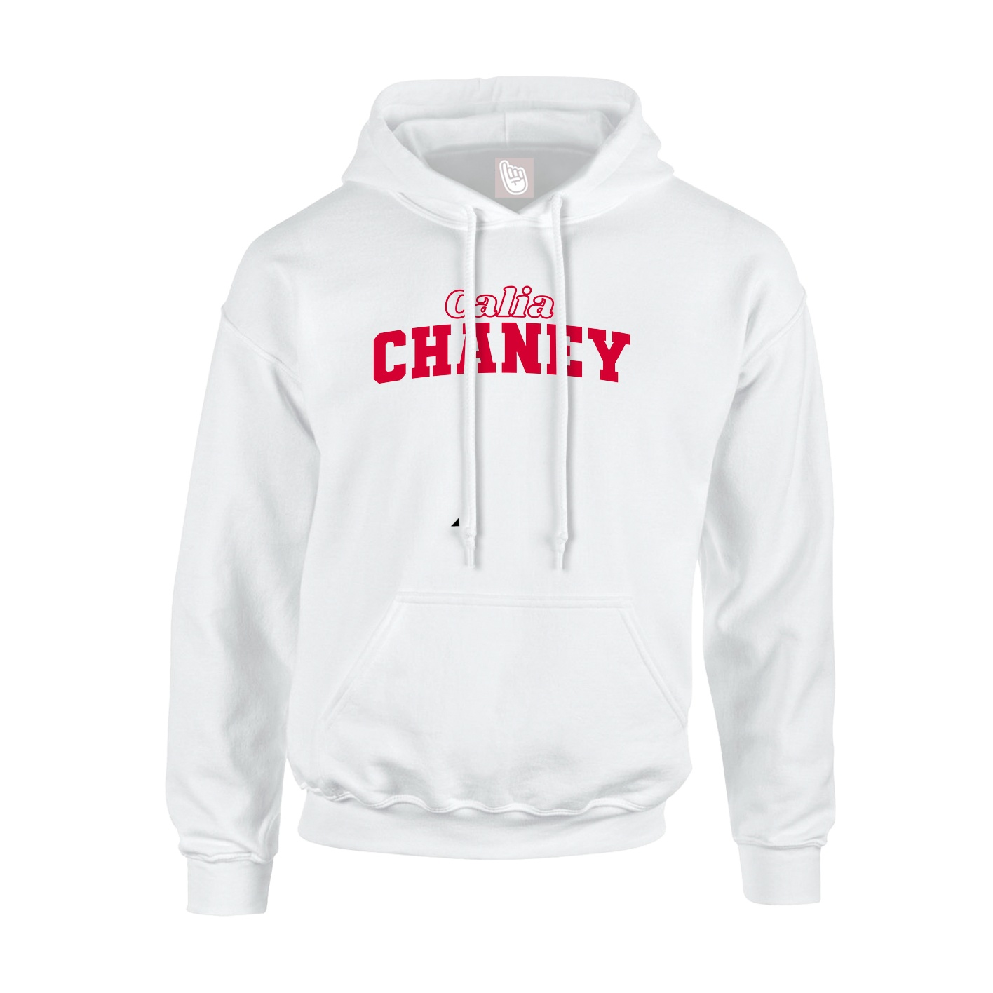 Youth Hoodie — Name Arch in White