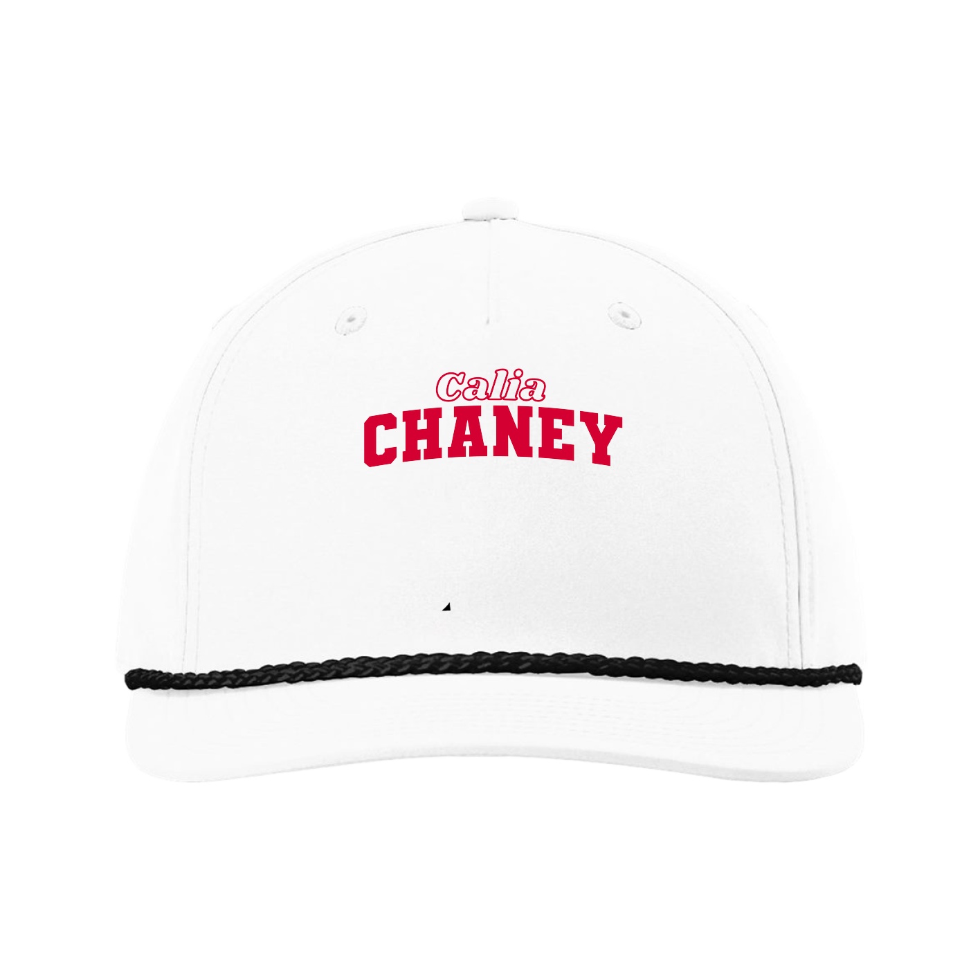 Five-Panel Classic Rope Cap — Name Arch in White