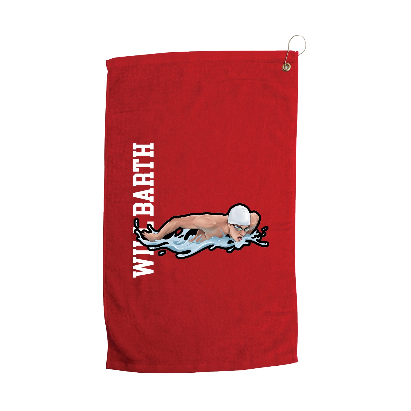 Golf Towel — Name Vertical in Red